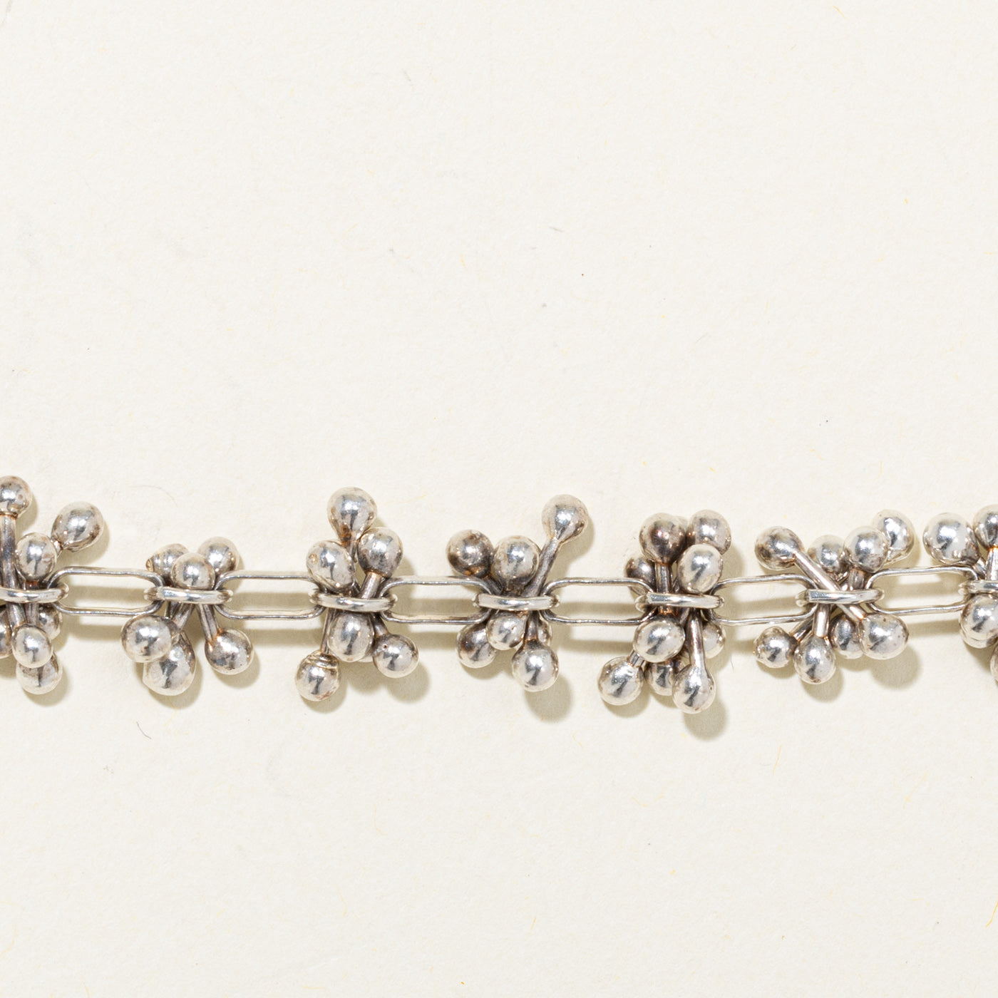 Sterling Silver Bead Cluster Chain Bracelet | 8"