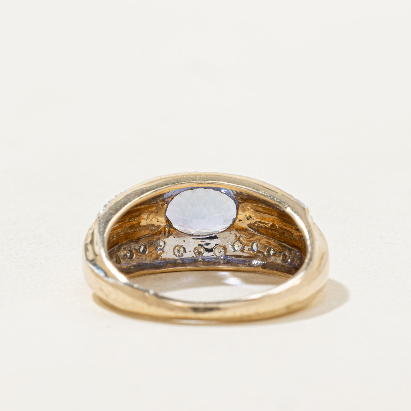 East West Tanzanite & Diamond Dome Ring | 1.0ct, 0.11ctw | SZ 6.25 |