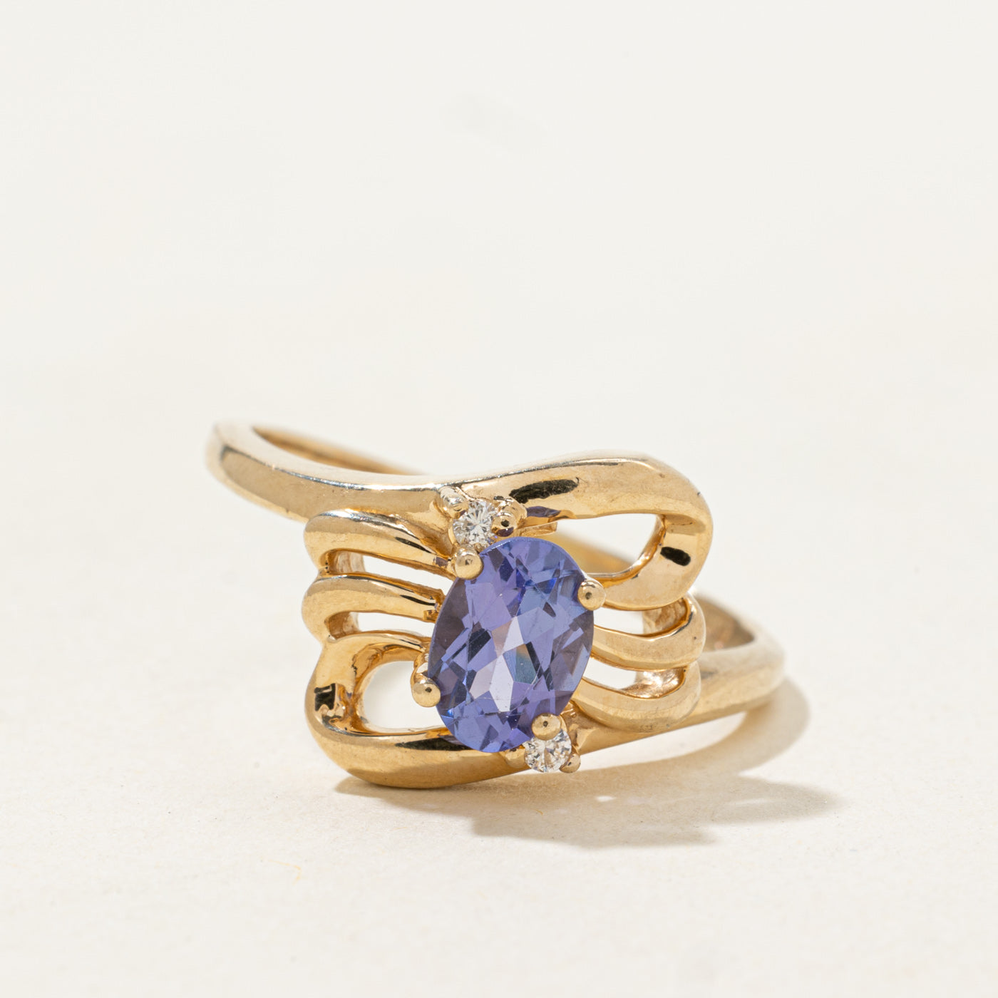 Tanzanite & Diamond Twisted Bypass Ring | 0.67ct, 0.02ctw | SZ 7.75 |