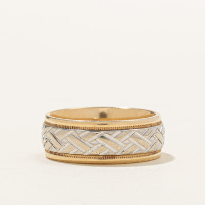 14k Two Tone Gold Woven Design Band | 7mm | SZ 6.5