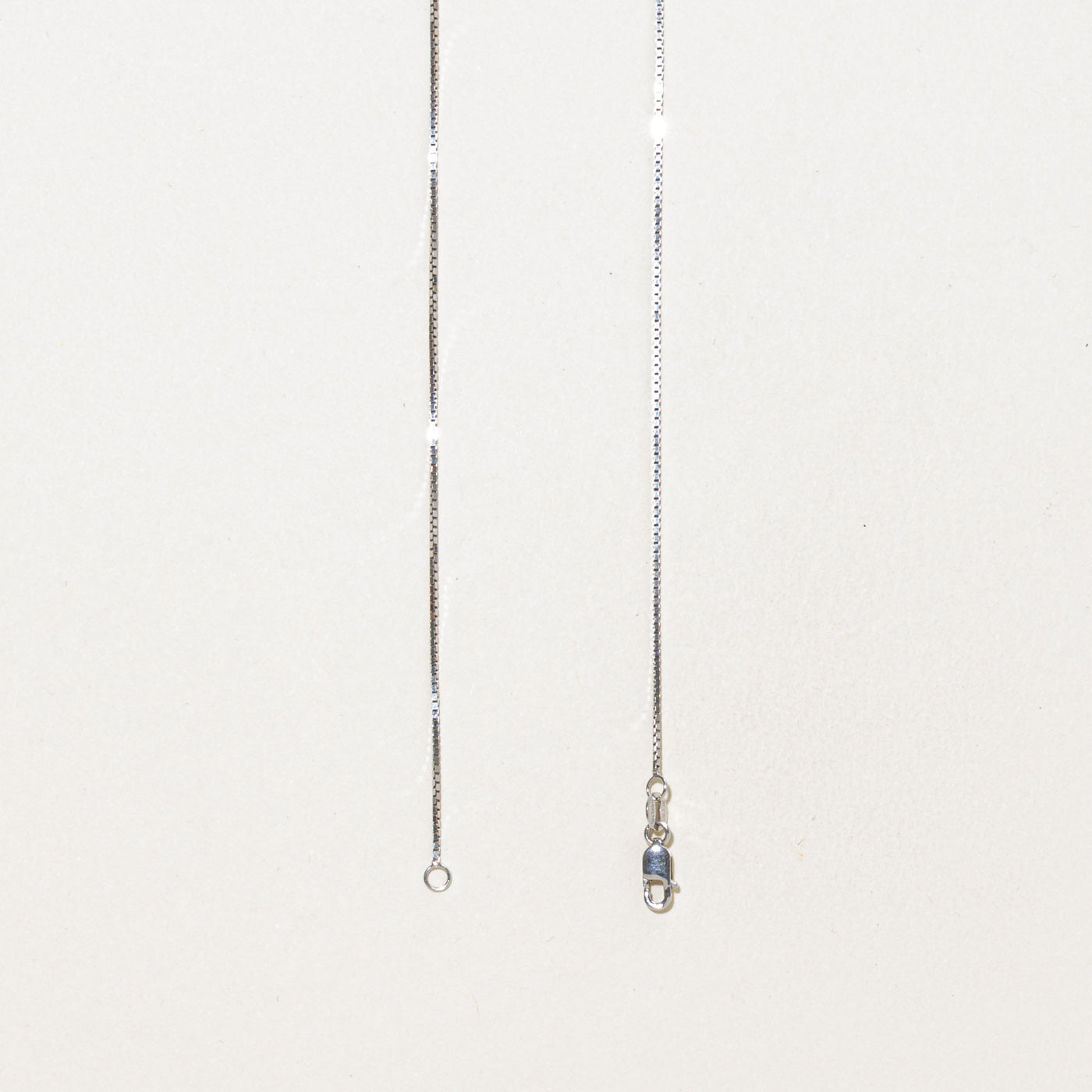 10k White Gold Box Link Chain | 18"