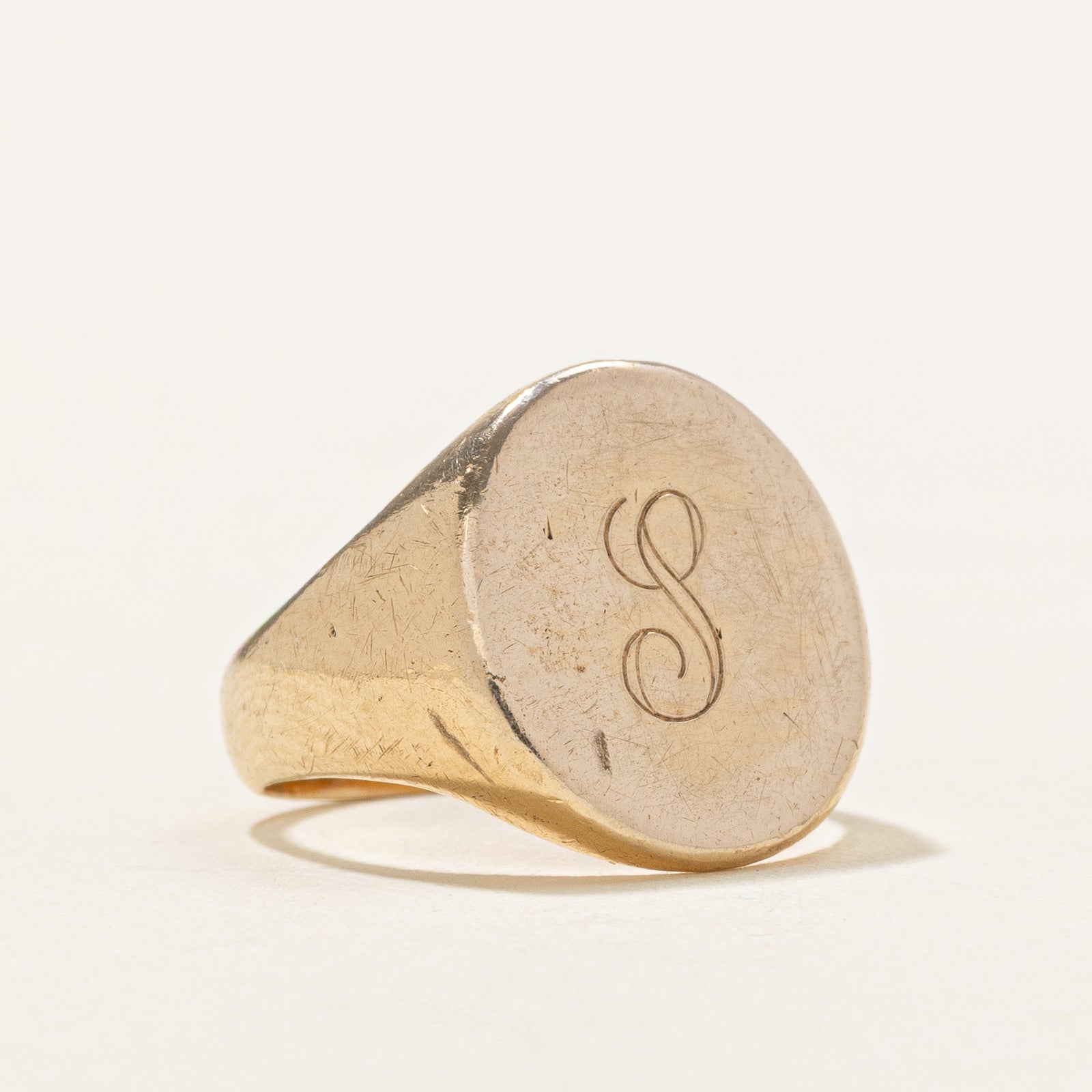 10k Yellow Gold "S" Initial Signet Ring | SZ 2.75