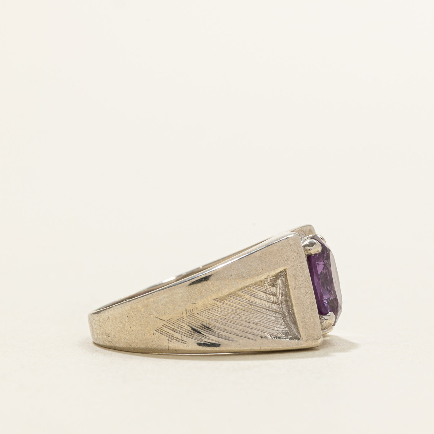 Oval Cut Purple Sapphire Textured Chunky Ring | 1.80ct | SZ 8.25