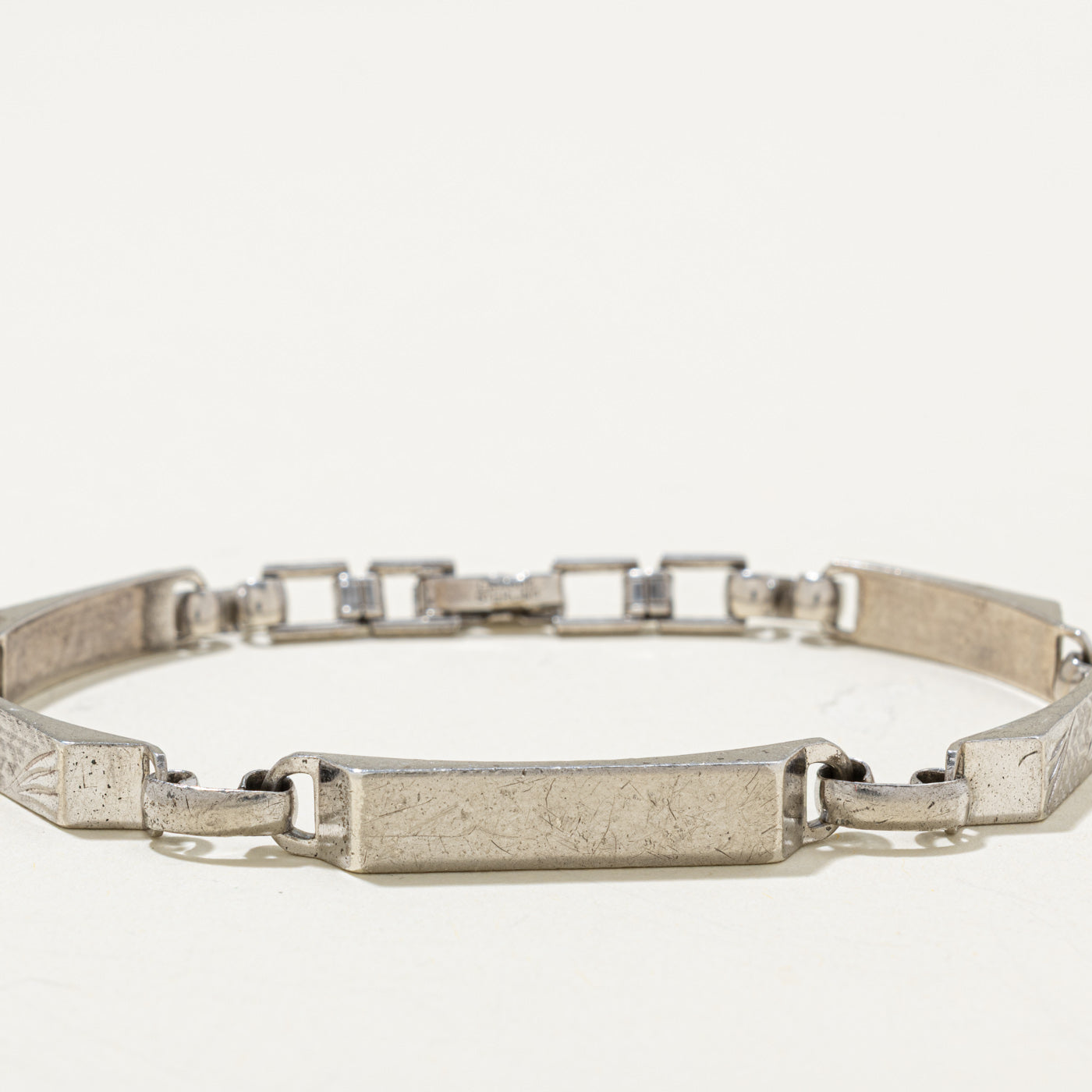 Sterling Silver Engraved ID Tag Bracelet | 7.5"