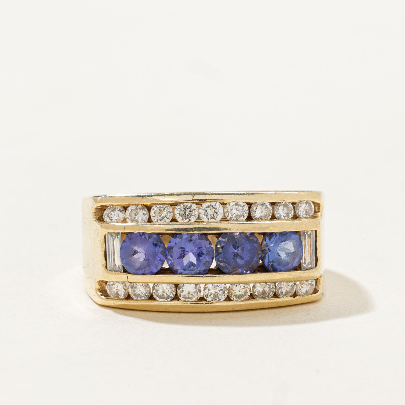 Channel Set Multi Row Tanzanite & Diamond Band | 1.0ctw, 0.72ctw | SZ 7.5 |