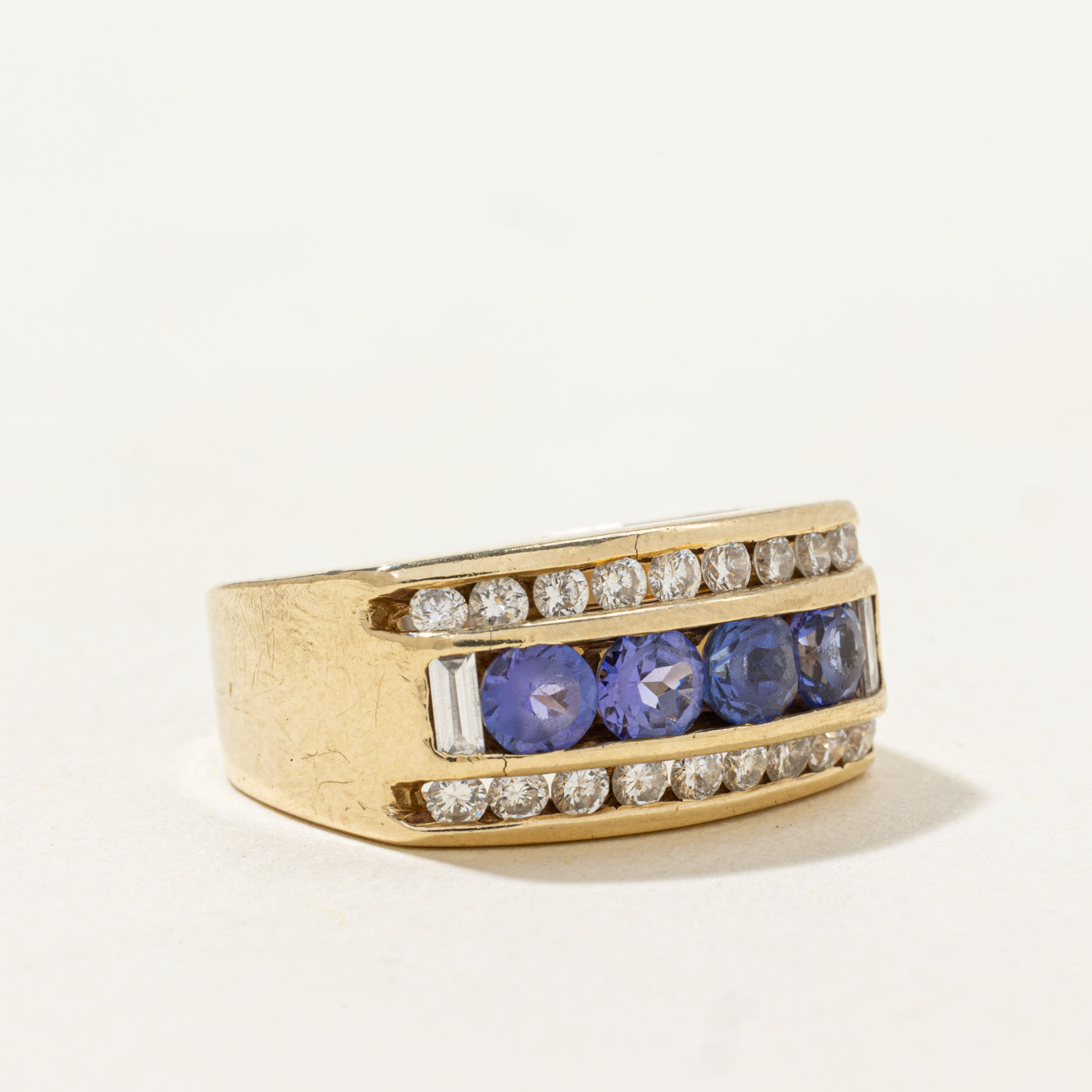 Channel Set Multi Row Tanzanite & Diamond Band | 1.0ctw, 0.72ctw | SZ 7.5 |