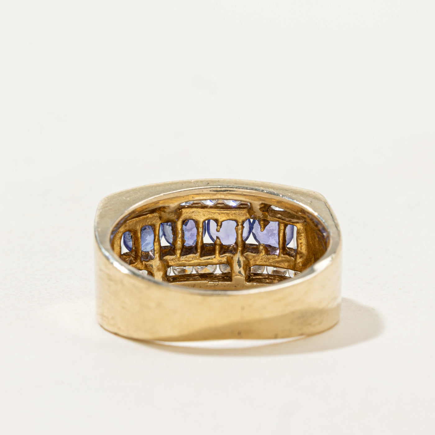 Channel Set Multi Row Tanzanite & Diamond Band | 1.0ctw, 0.72ctw | SZ 7.5 |