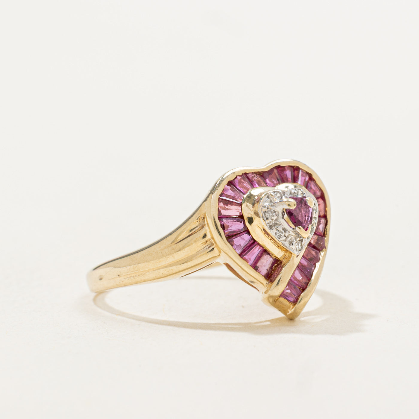Ruby & Diamond Heart Halo Ring | 0.42ctw, 0.07ctw | SZ 6.75 |