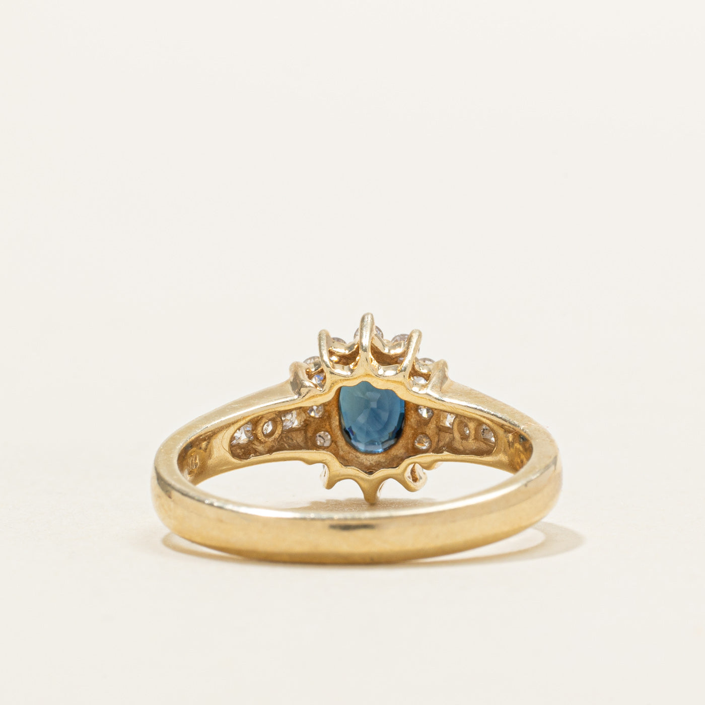 Oval Cut Sapphire & Diamond Petal Halo Ring | 0.40ct, 0.14ctw | SZ 7.0