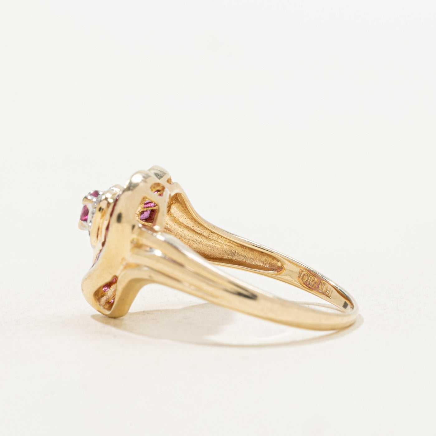 Ruby & Diamond Heart Halo Ring | 0.42ctw, 0.07ctw | SZ 6.75 |