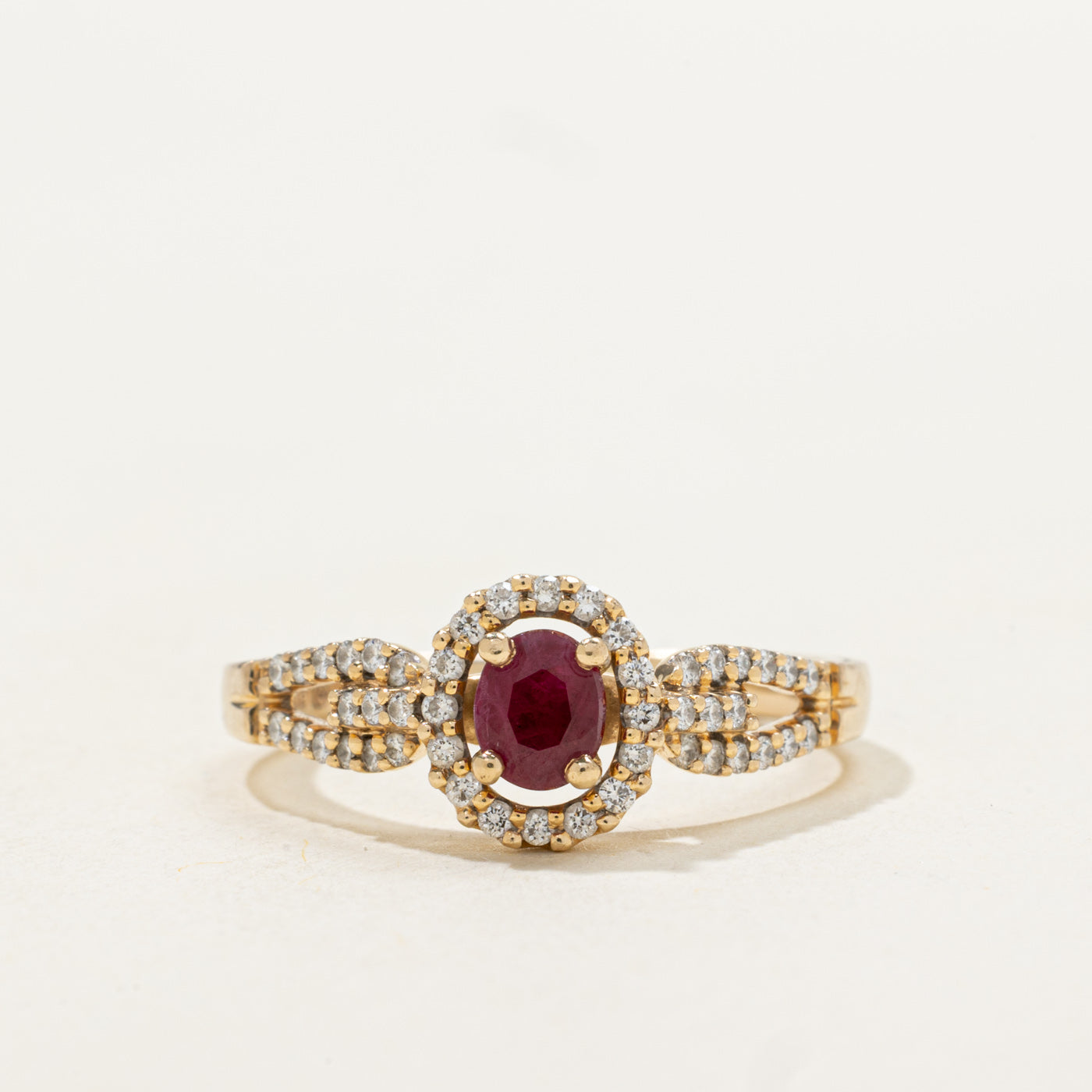 Ruby & Diamond Open Halo Ring | 0.46ct, 0.17ctw | SZ 7.75 |