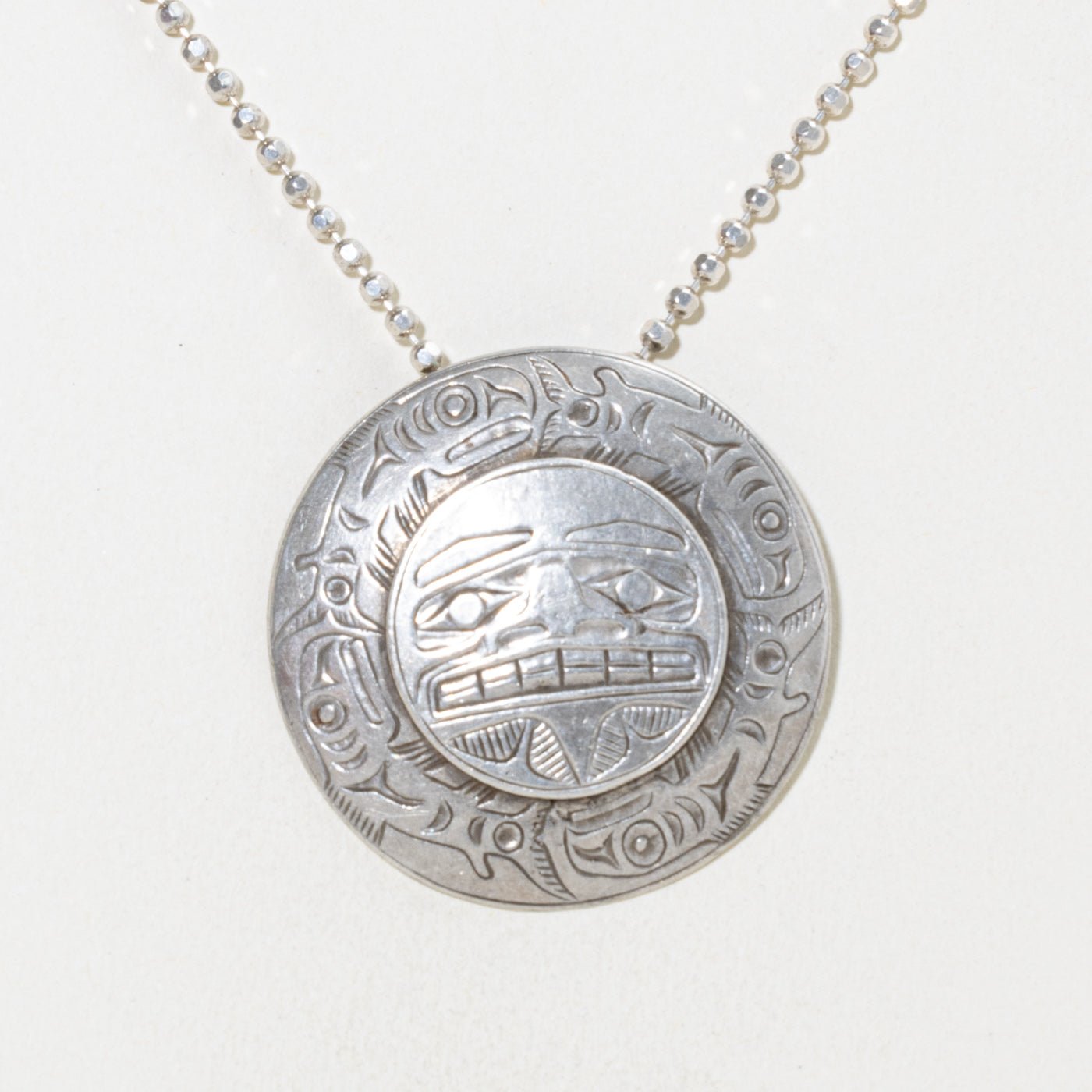 'William Baker' Indigenous Bear & Salmon Engraved Necklace | 30"