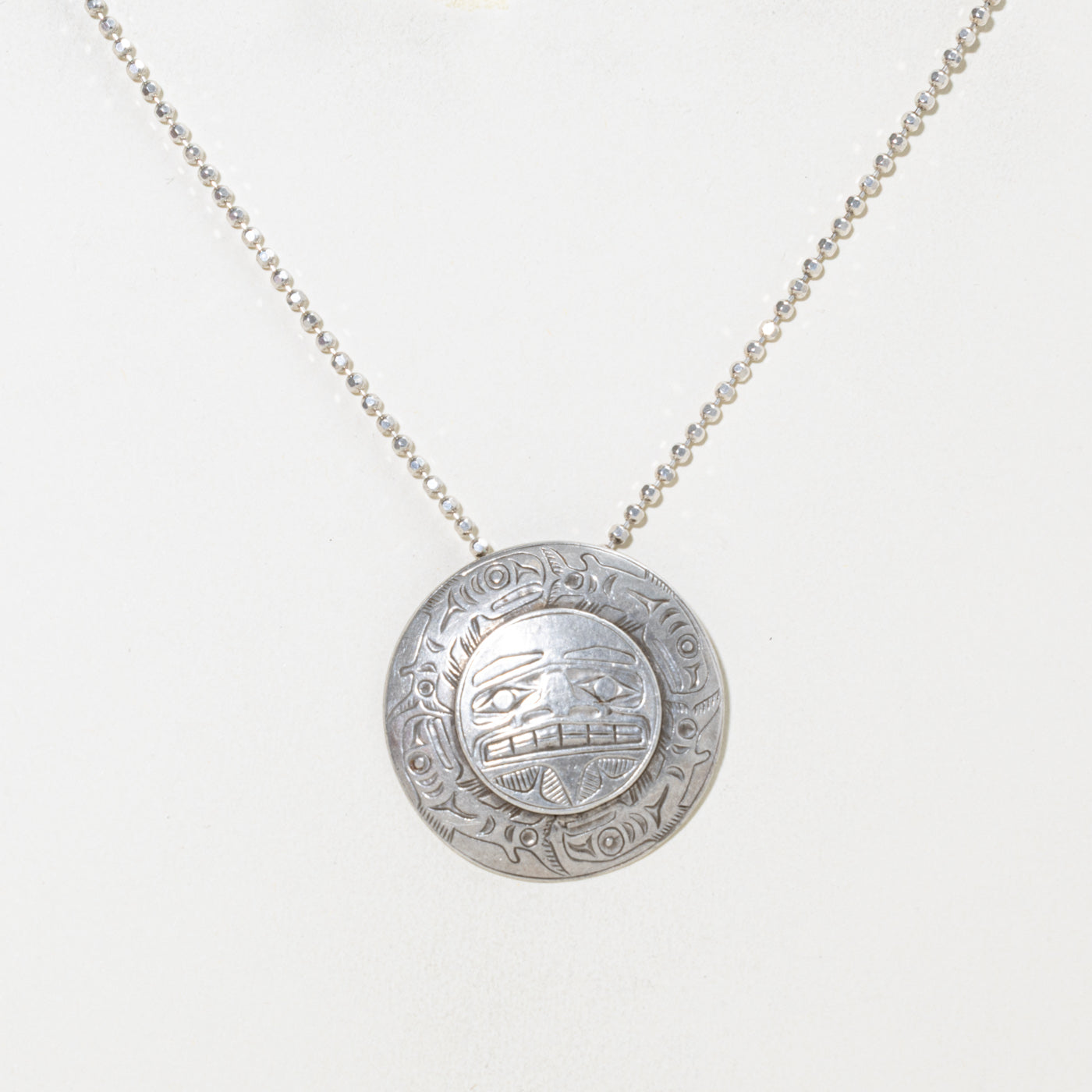 'William Baker' Indigenous Bear & Salmon Engraved Necklace | 30"