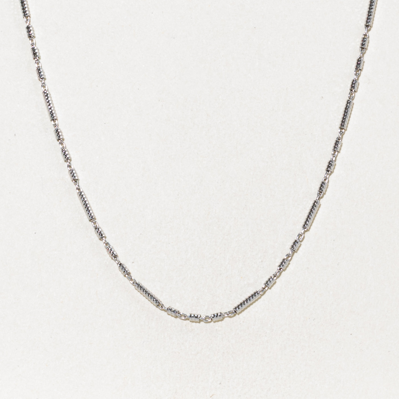 14k White Gold Bar Link Chain | 15.75"