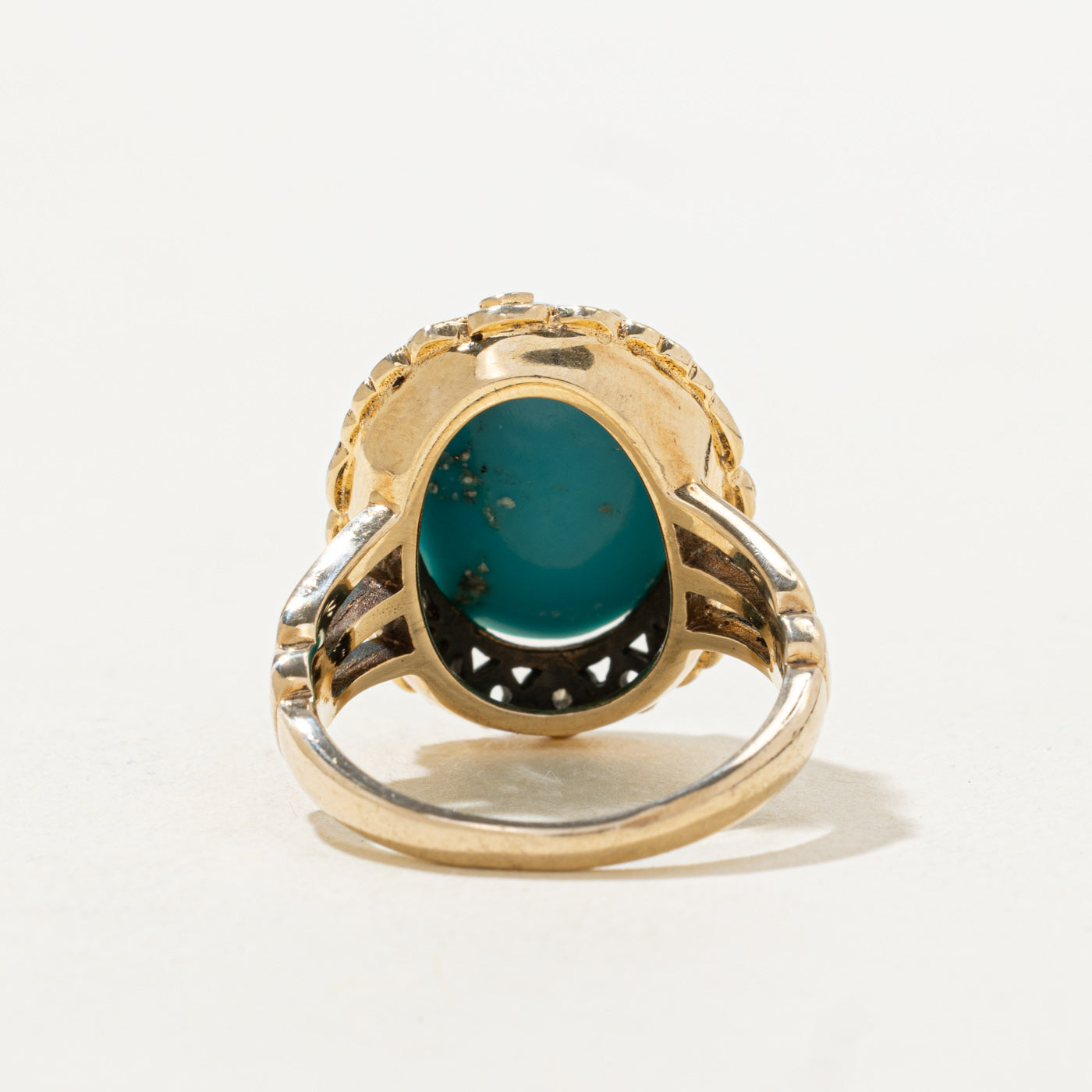 Turquoise & Diamond Ornate Cocktail Ring | 5.8ct, 0.02ctw | SZ 7.75 |