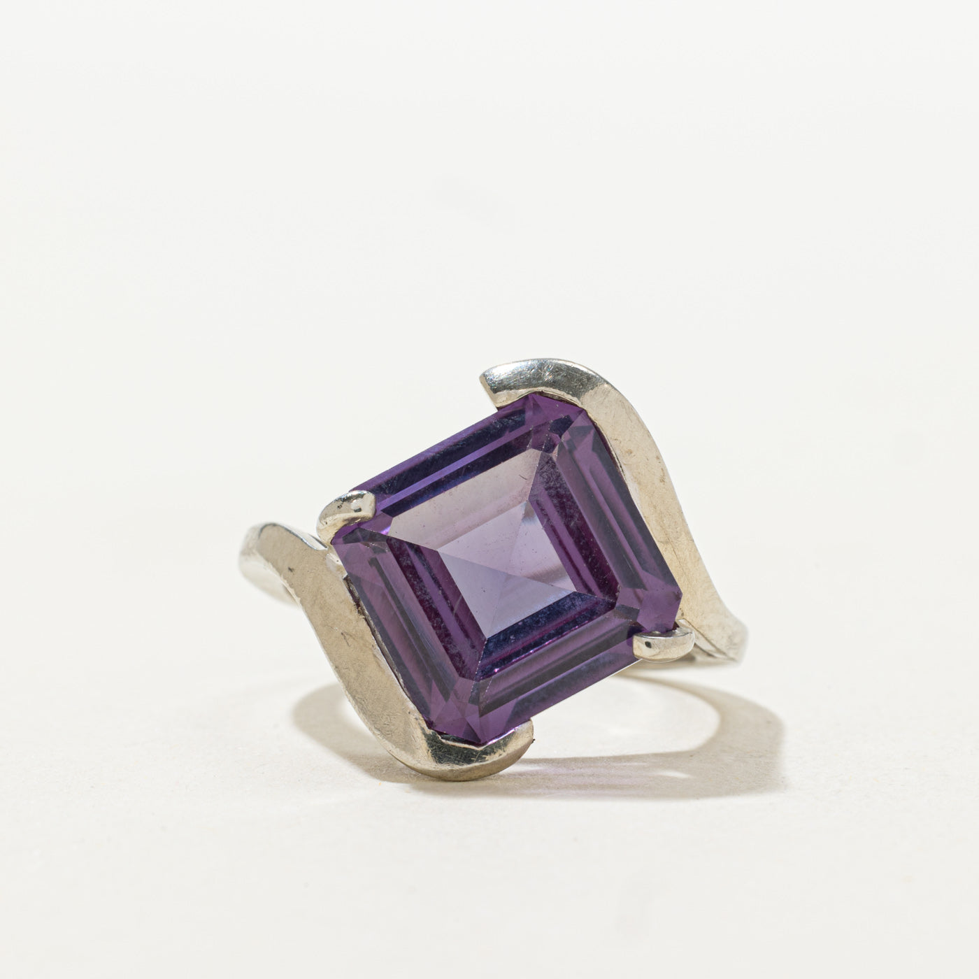 Step Cut Synthetic Sapphire Bypass Ring | 8.25ct | SZ 8.5 |