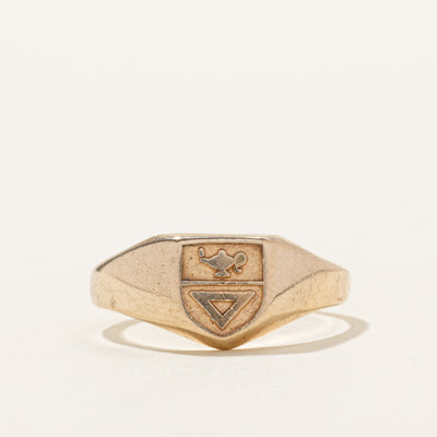 10k Yellow Gold Oil Lamp Embossed Signet Ring | SZ 6.5