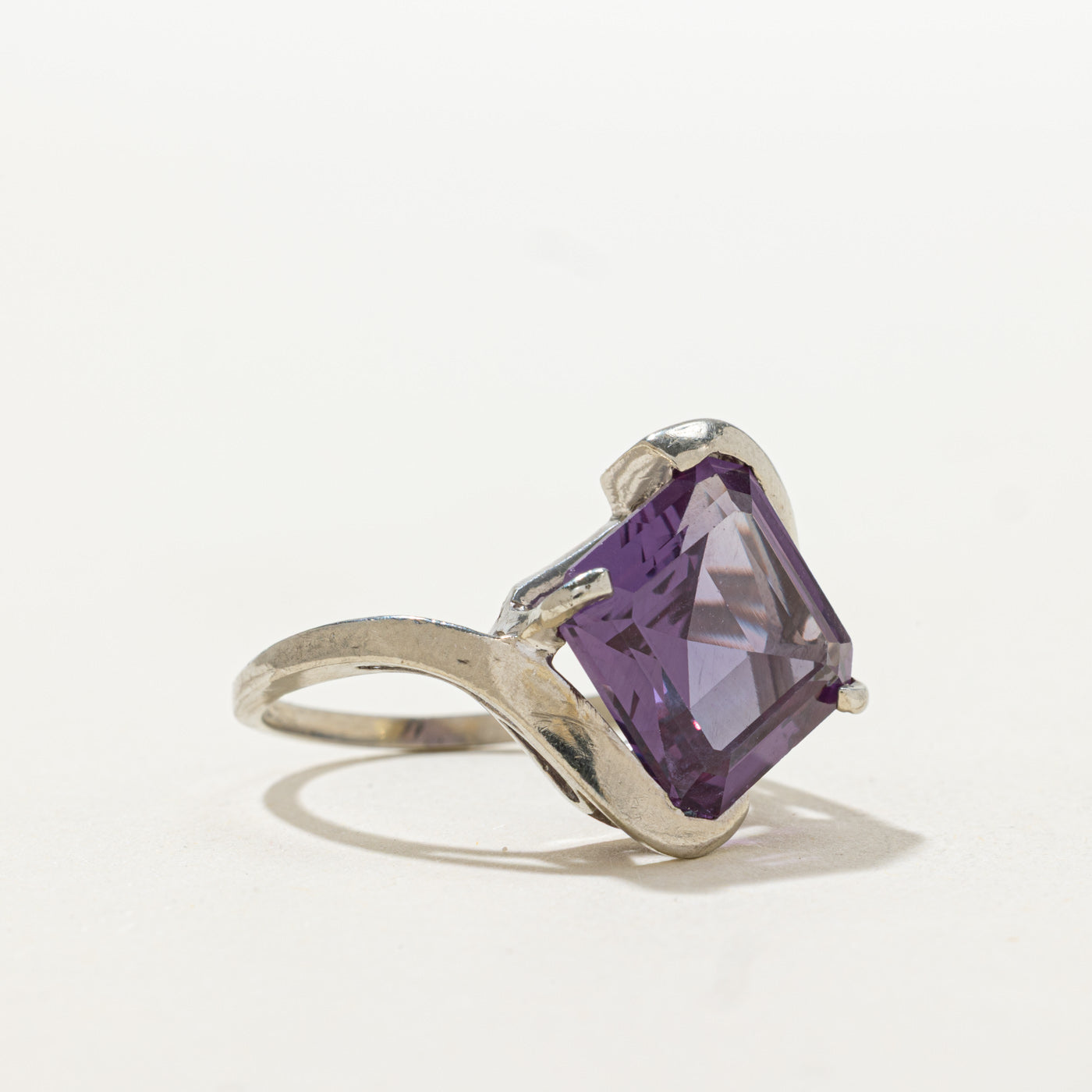 Step Cut Synthetic Sapphire Bypass Ring | 8.25ct | SZ 8.5 |