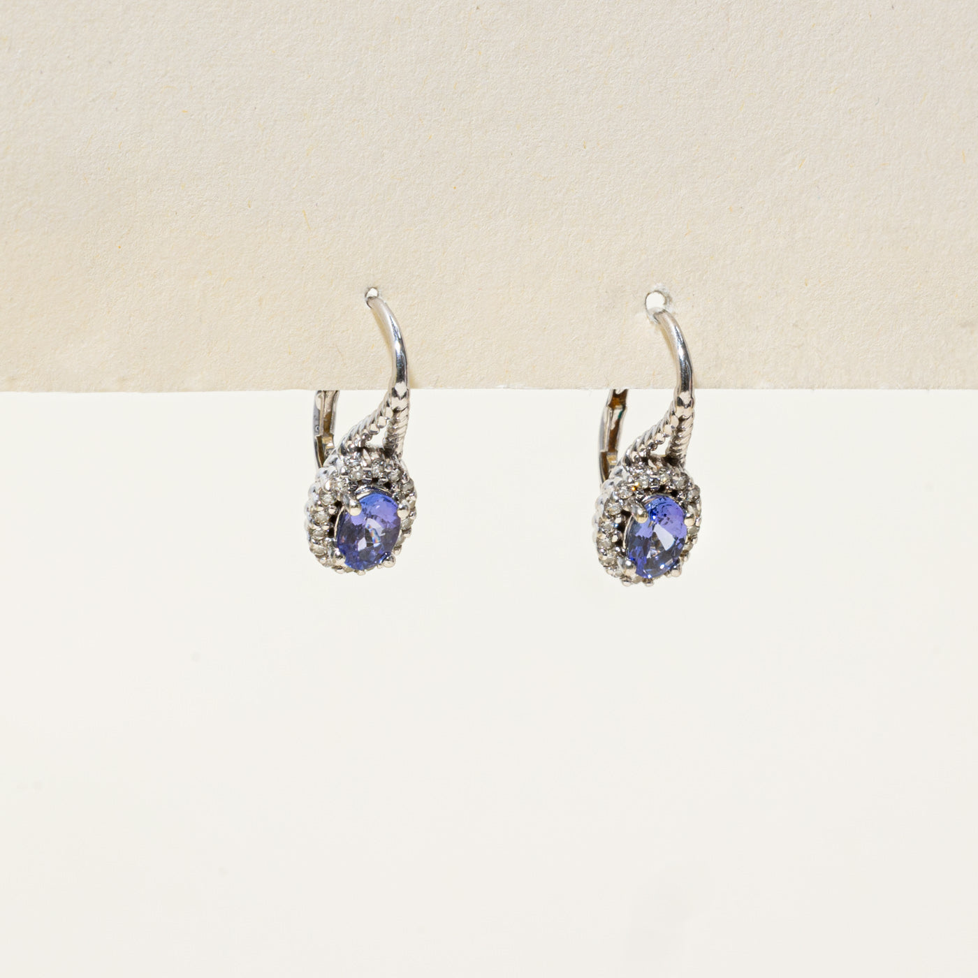Tanzanite & Diamond Halo Drop Earrings | 0.95ctw, 0.23ctw |