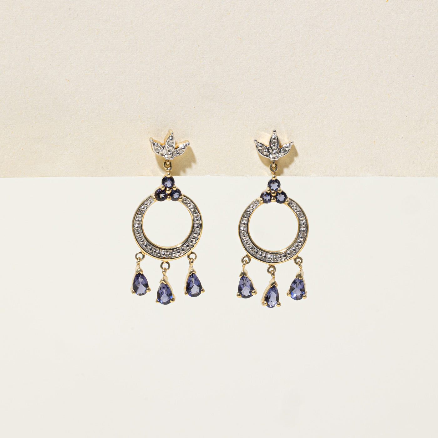 Pear Cut Tanzanite & Diamond Drop Earrings | 1.1ctw |