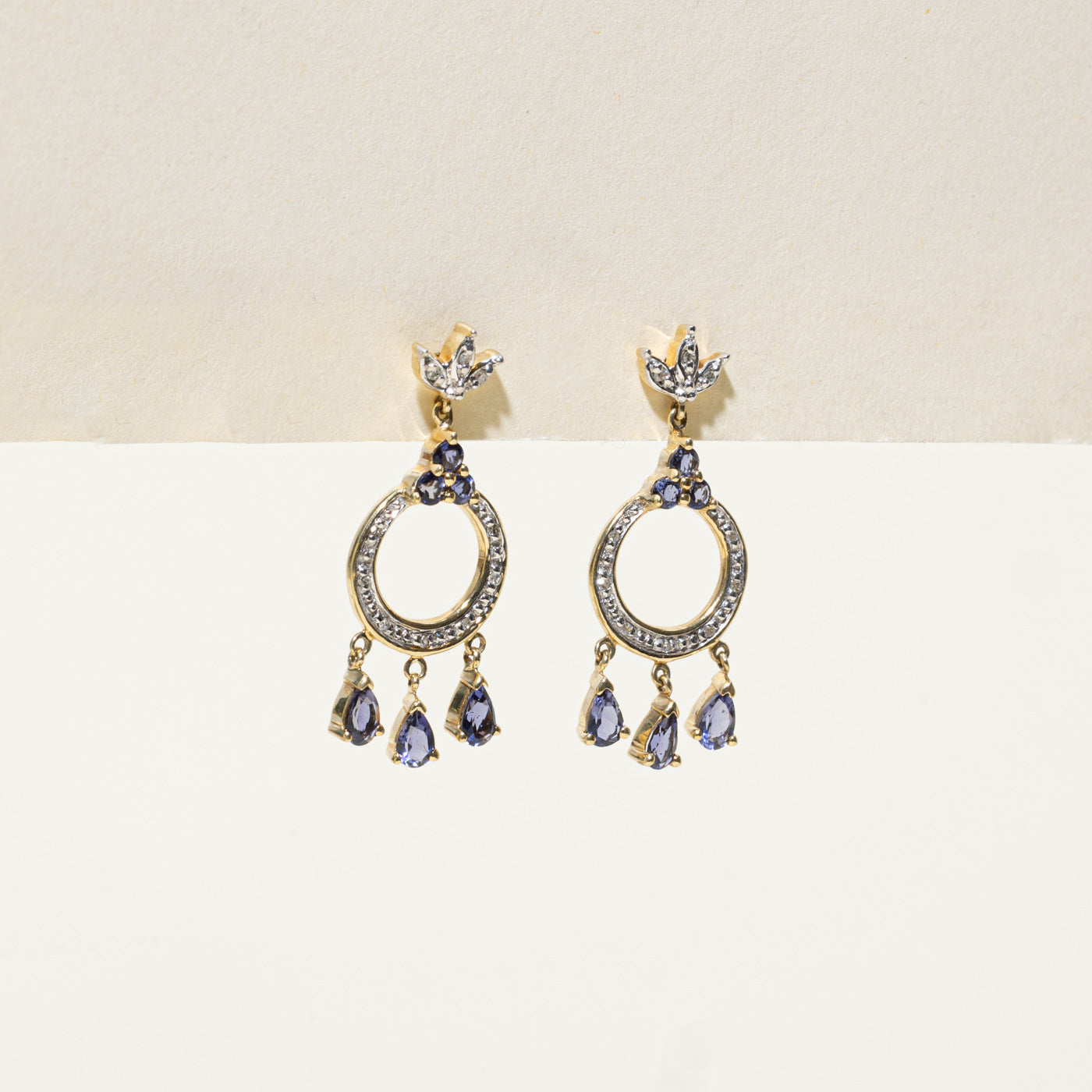 Pear Cut Tanzanite & Diamond Drop Earrings | 1.1ctw |