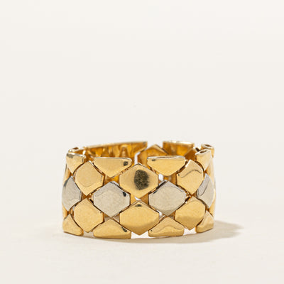 Italian 18k Two Tone Gold Flat Chain Ring | 10.5mm| SZ 9.25