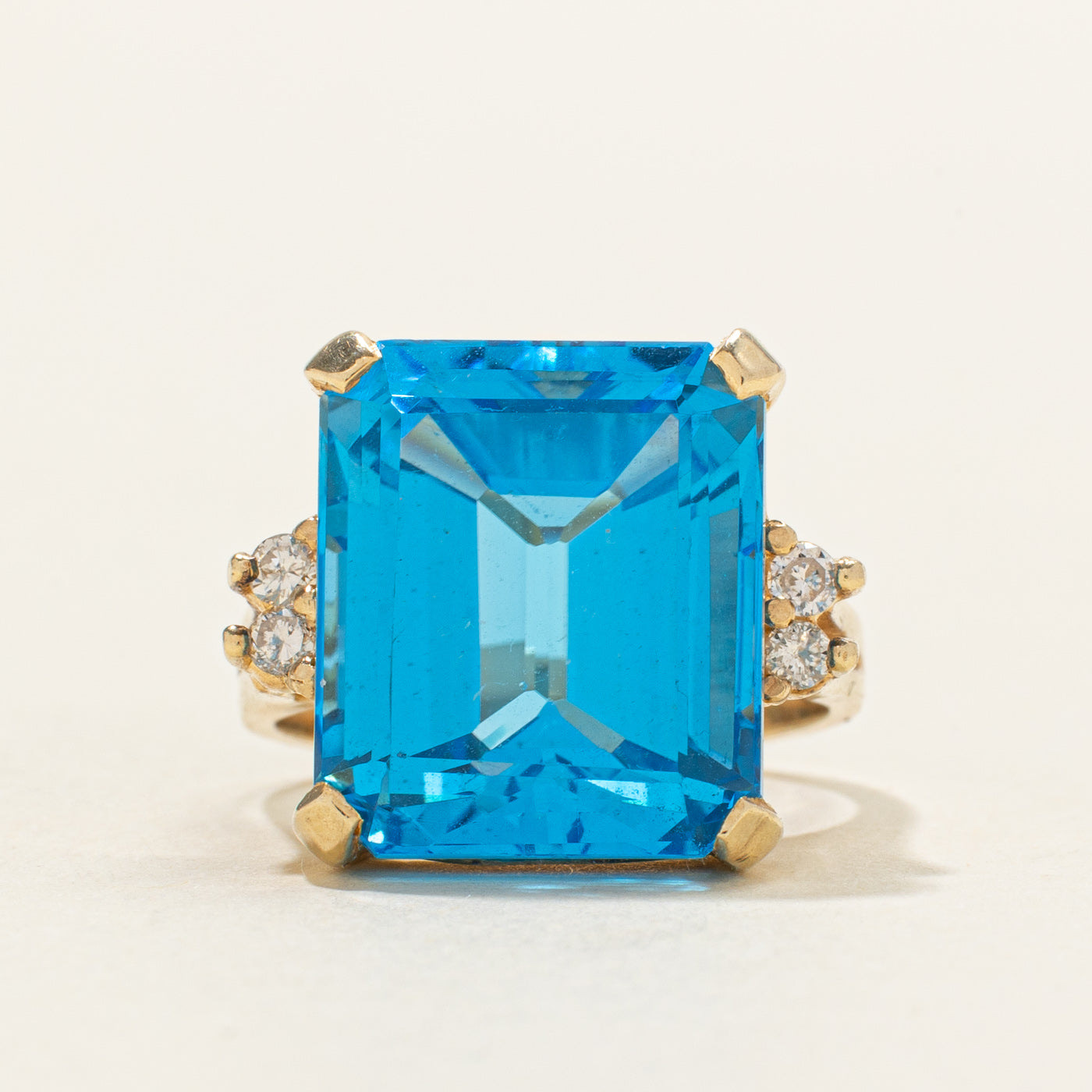Topaz & Diamond Accented Cocktail Ring | 13.00ct, 0.08ctw | SZ 4.5