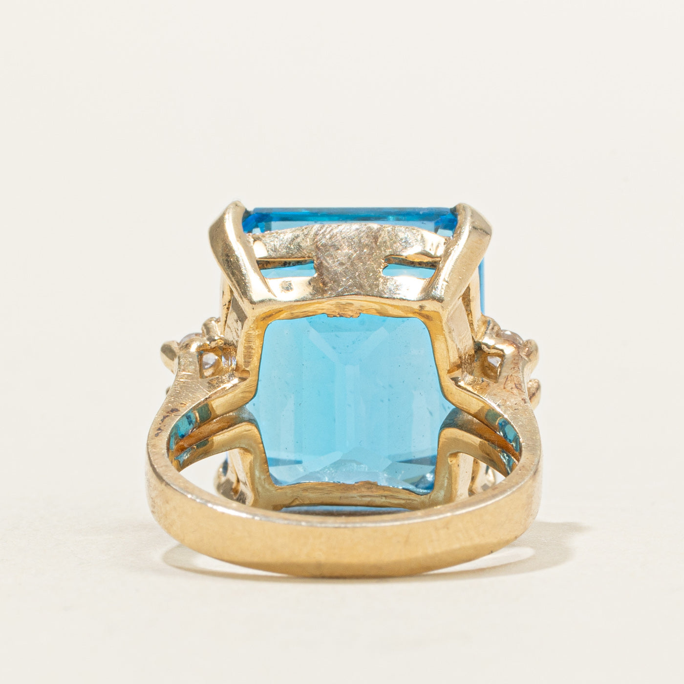 Topaz & Diamond Accented Cocktail Ring | 13.00ct, 0.08ctw | SZ 4.5