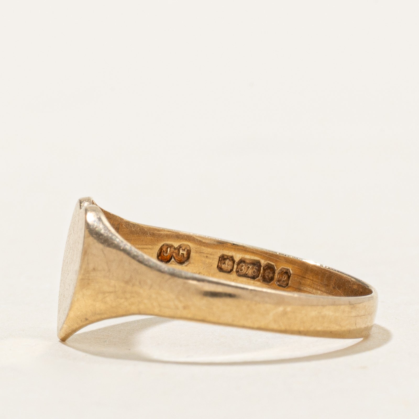 1985 Birmingham 9k Yellow Gold Thin Heart Signet Ring | SZ 5.25