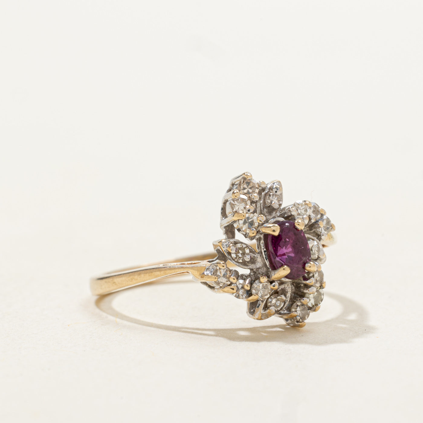 Oval Cut Ruby & Diamond Accented Ring | 0.31ct, 0.16ctw | SZ 8.0 |