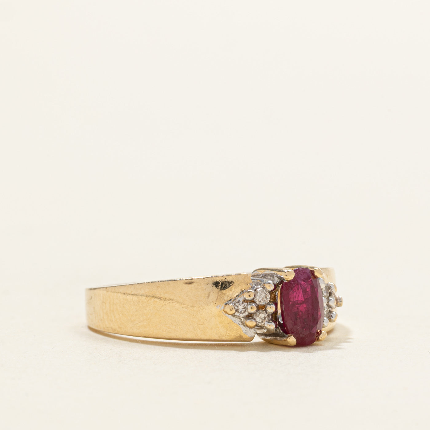 Oval Cut Ruby & Diamond Accented Ring | SZ 7.25