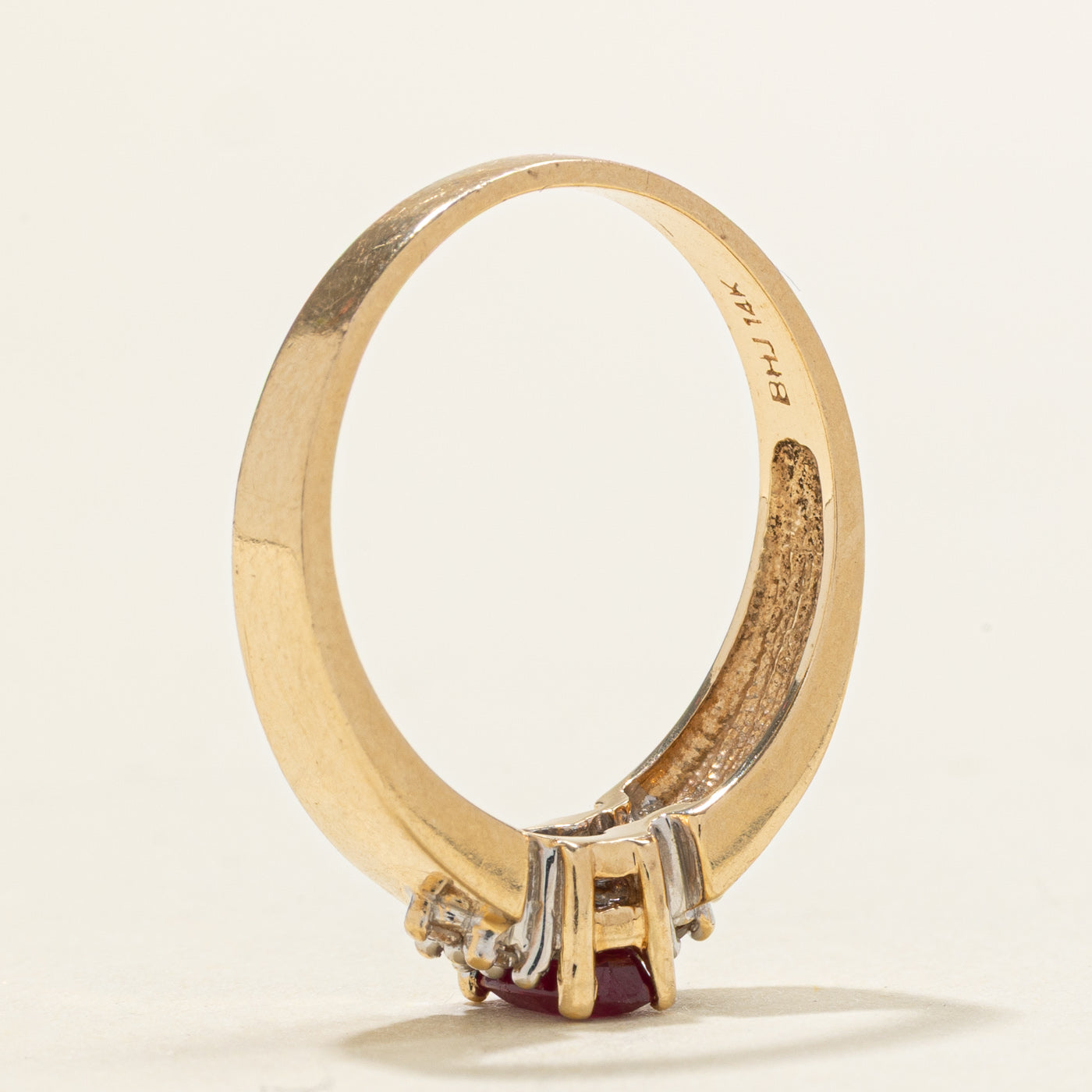 Oval Cut Ruby & Diamond Accented Ring | SZ 7.25