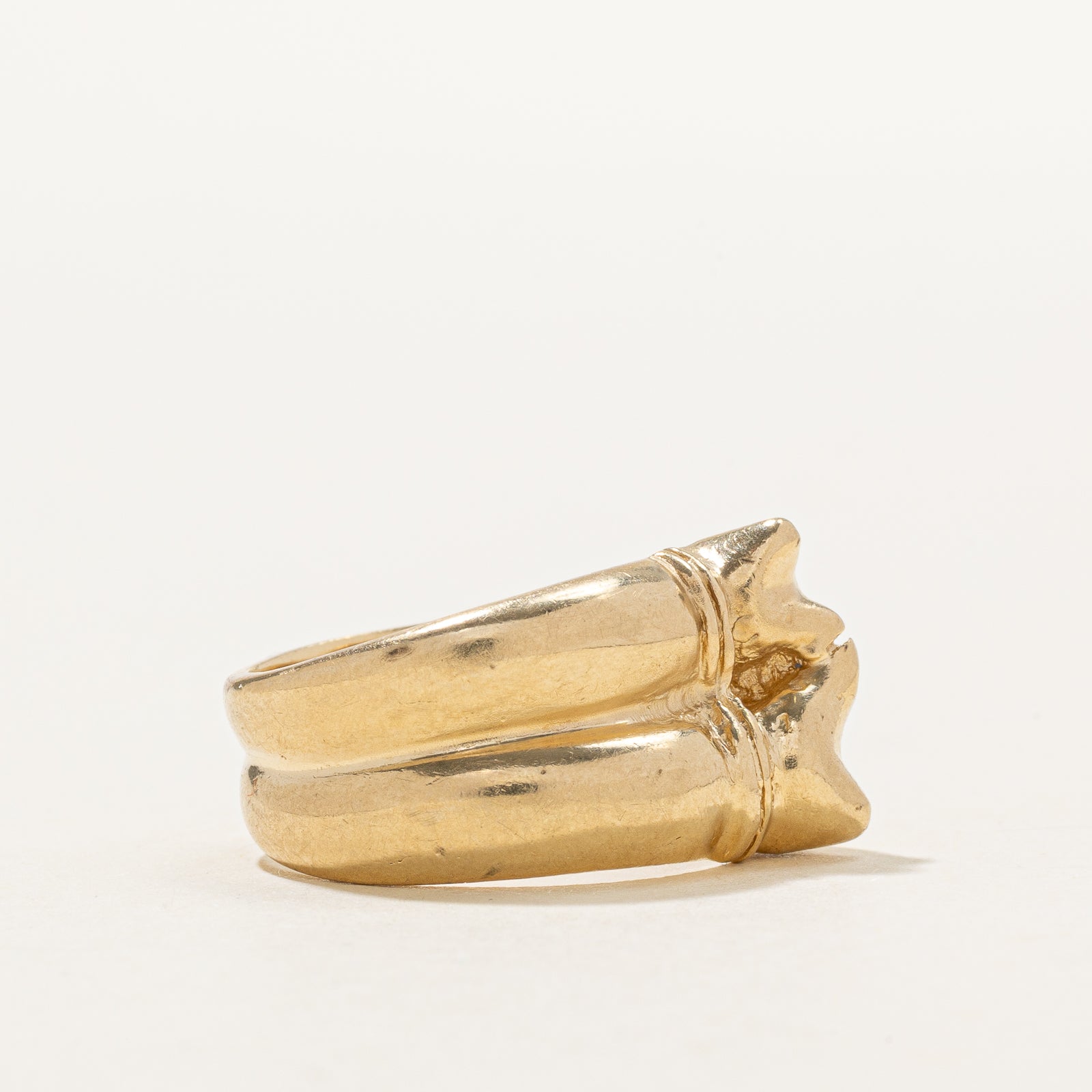 10K Yellow Gold Two Cat Head Ring  | SZ 5
