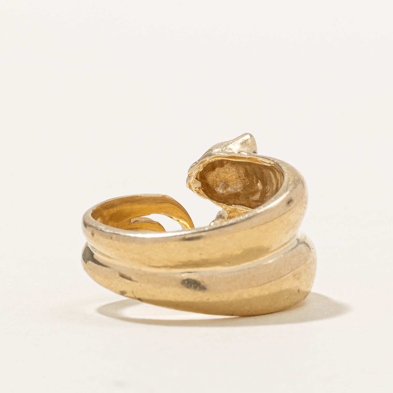 10K Yellow Gold Two Cat Head Ring  | SZ 5