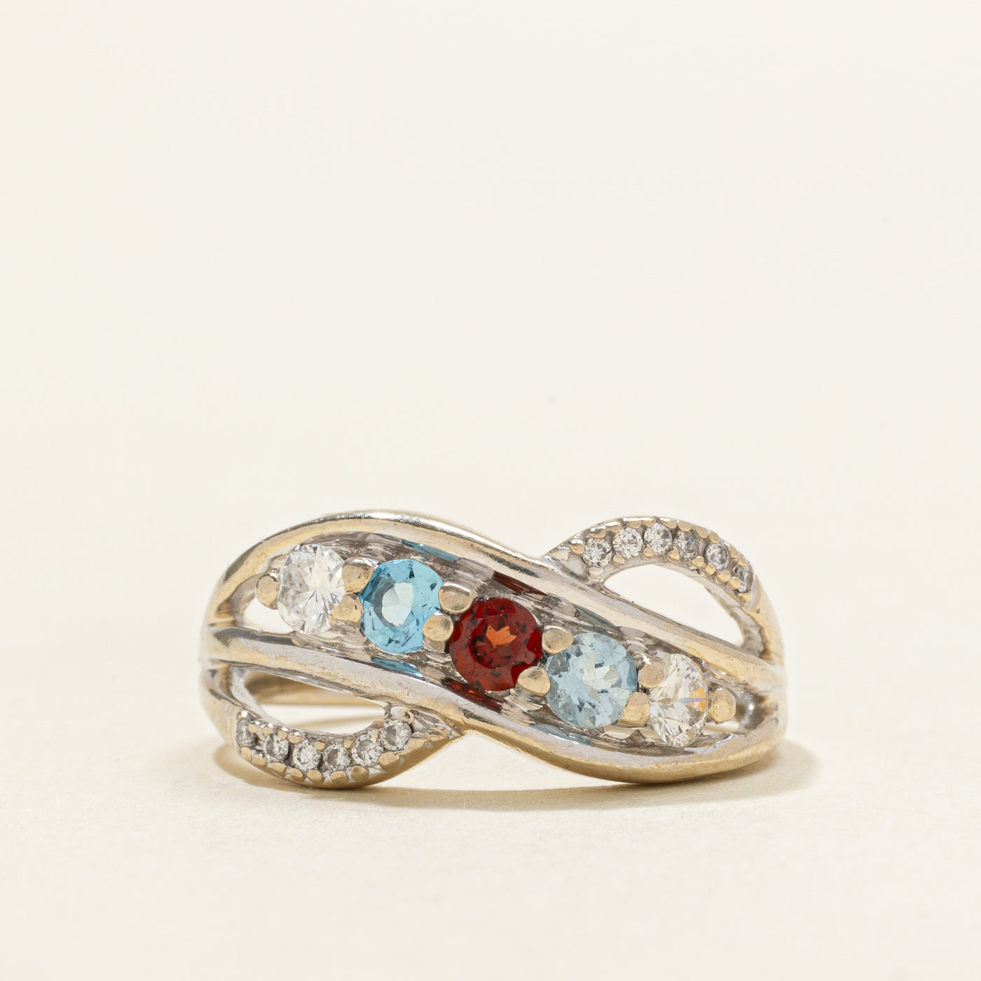 Bague croisée multi-pierres précieuses | Taille 5,75