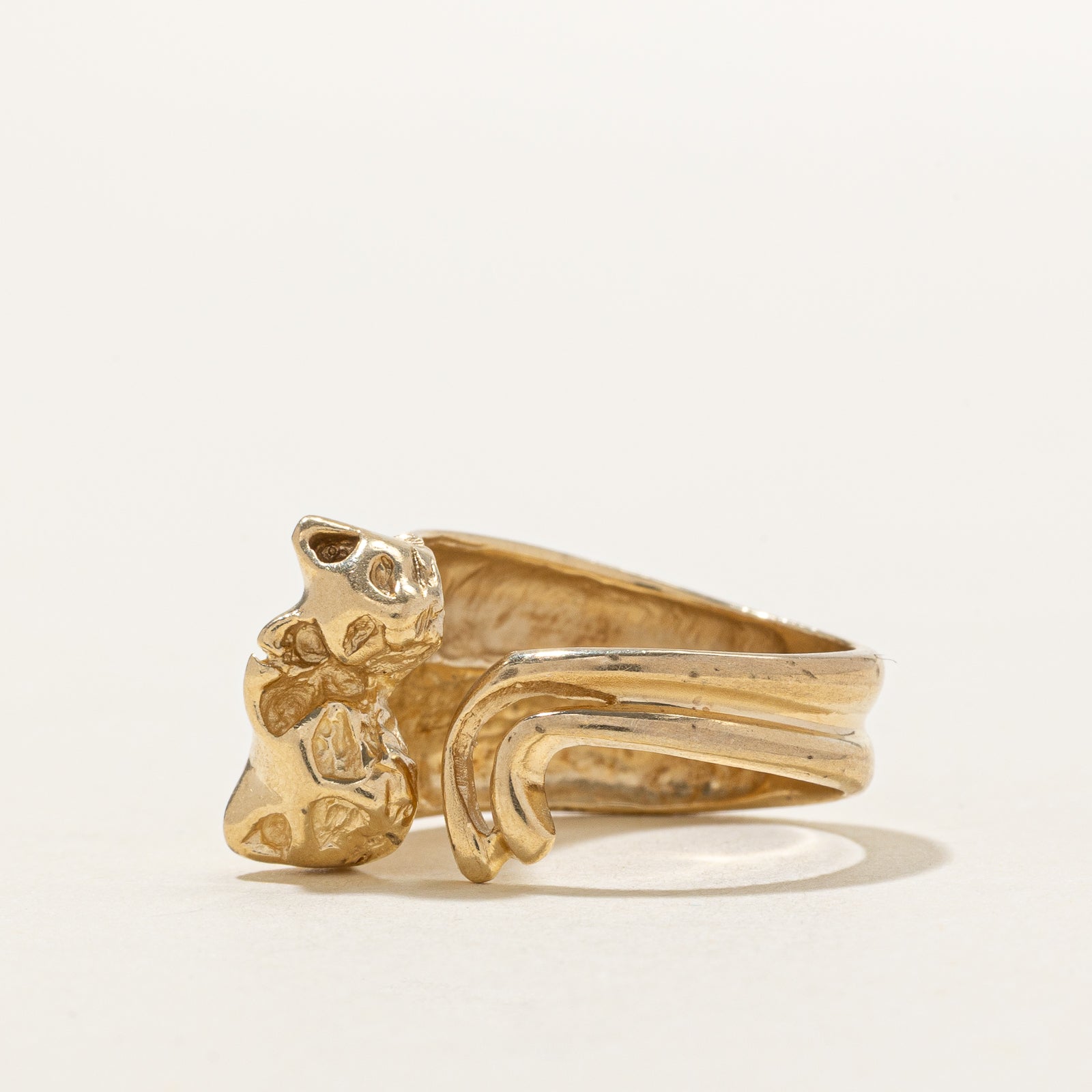 10K Yellow Gold Two Cat Head Ring  | SZ 5