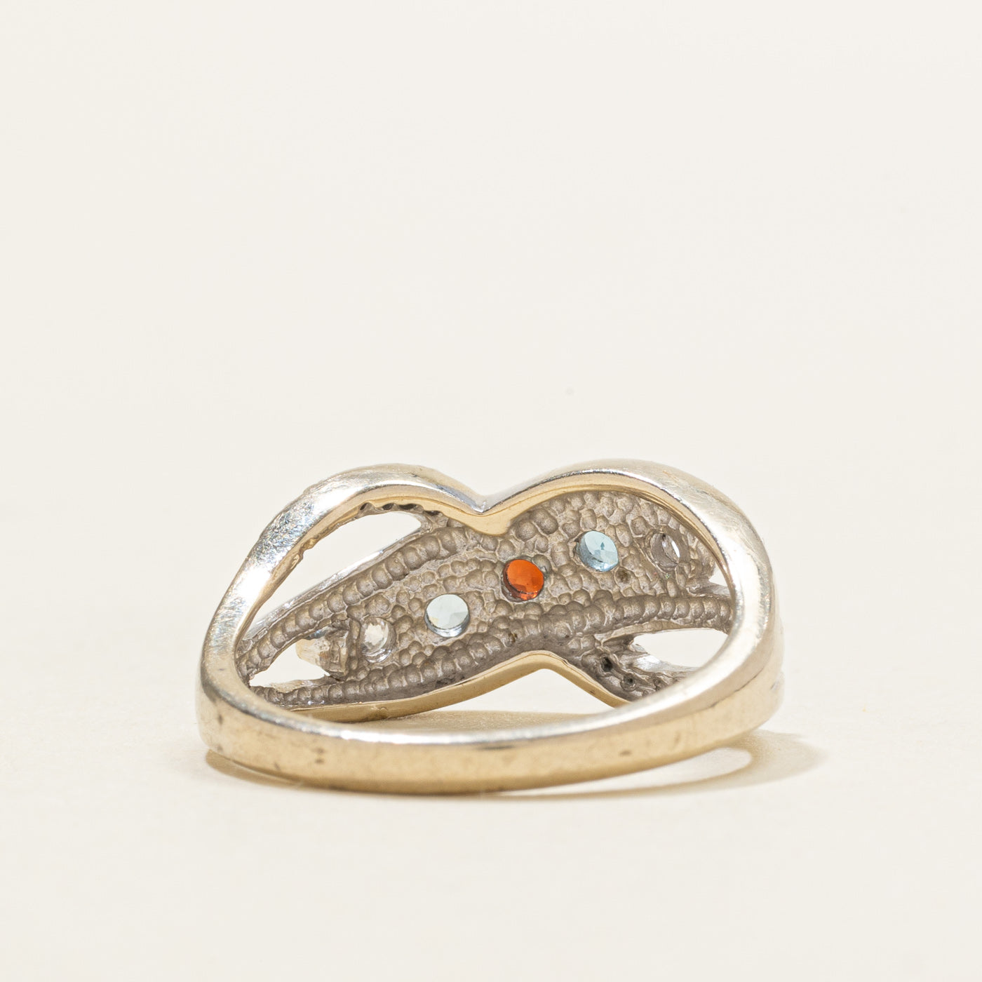 Multi Gemstone Cross Over Ring | SZ 5.75