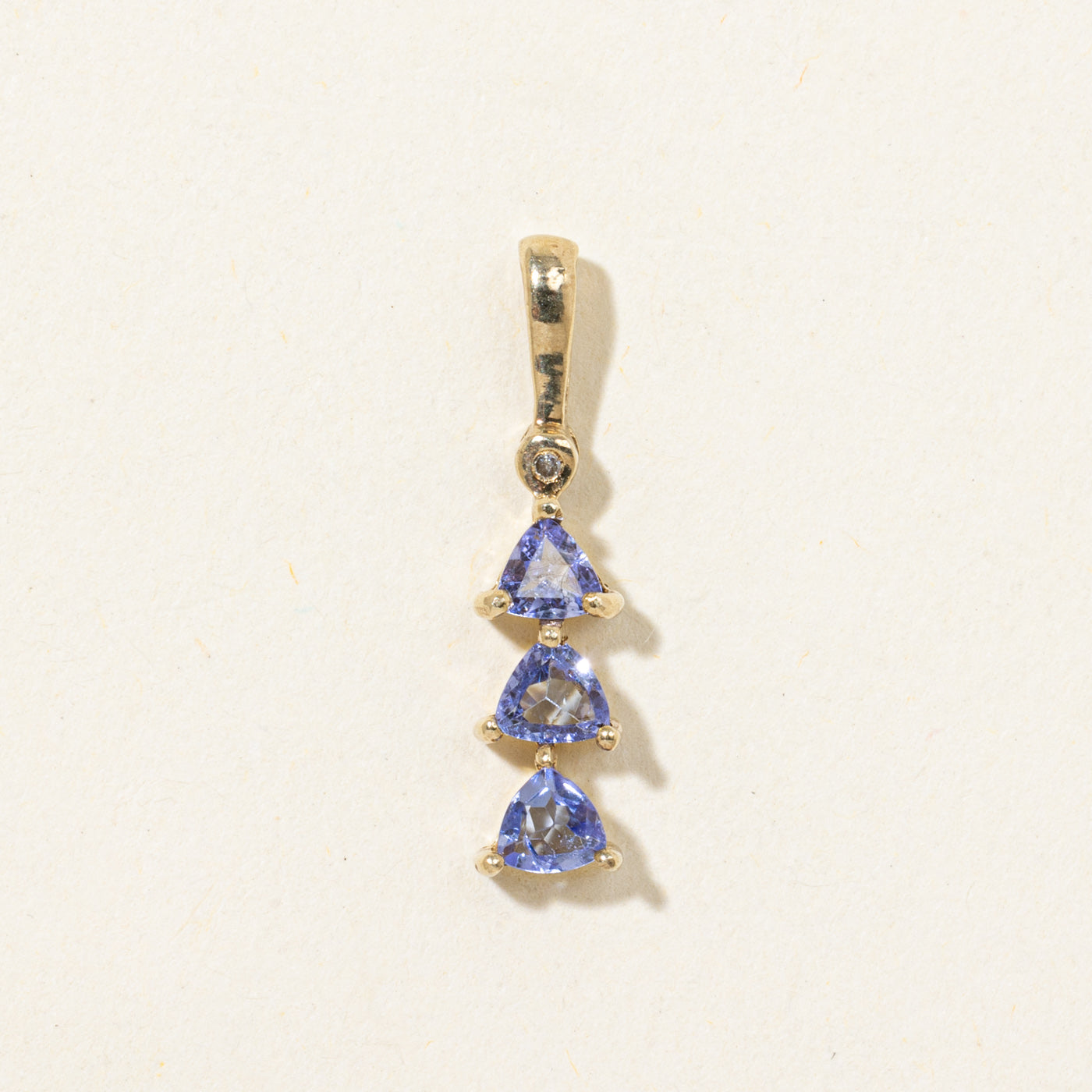 Three Stone Tanzanite & Diamond Drop Pendant | 1.0ctw, 0.01ct |