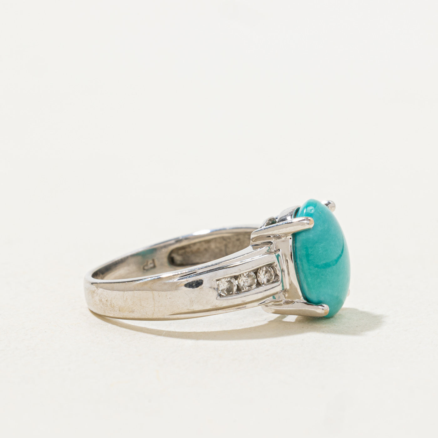 Turquoise & Diamond Accented Ring | 2.7ct, 0.1ctw | SZ 4.75 |