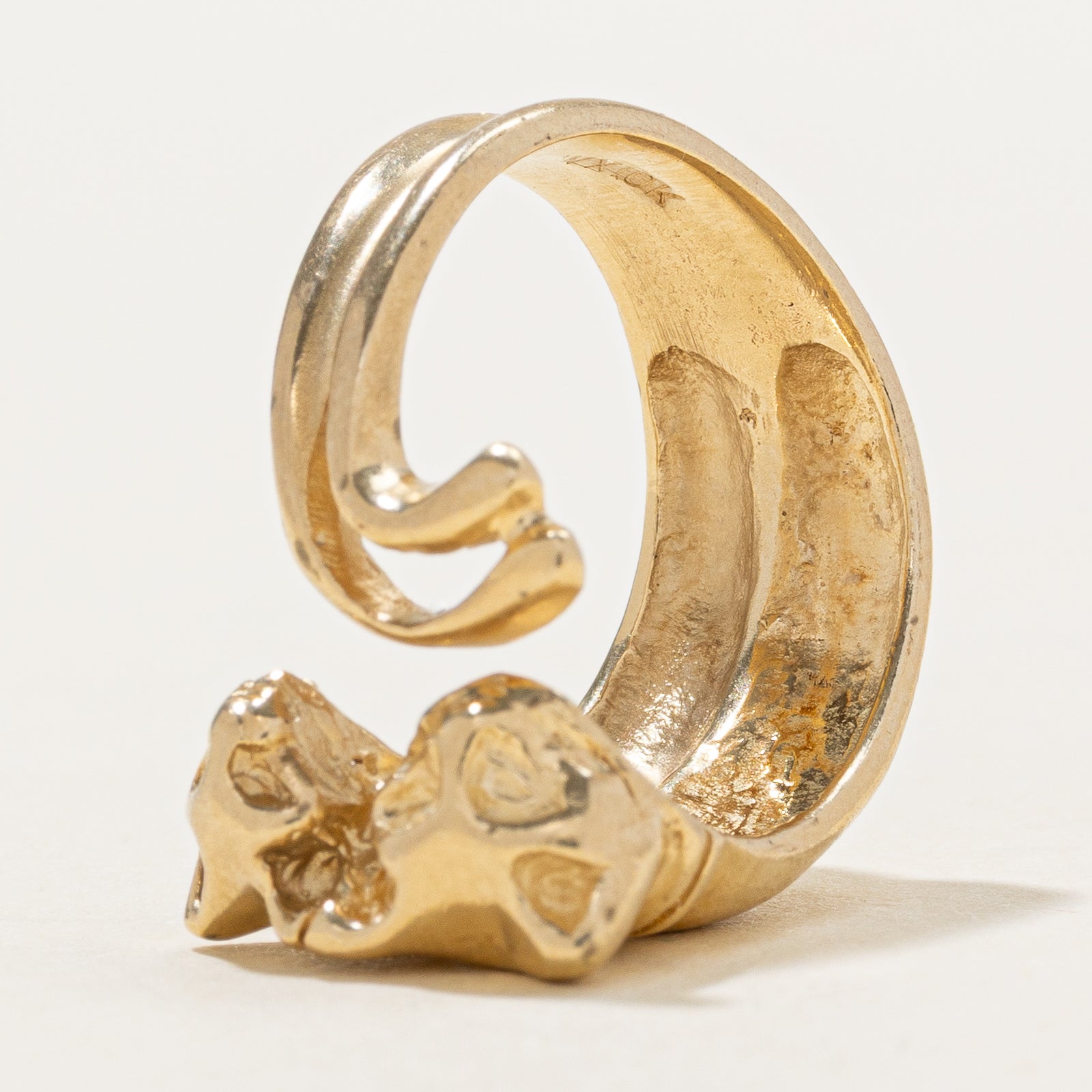 10K Yellow Gold Two Cat Head Ring  | SZ 5