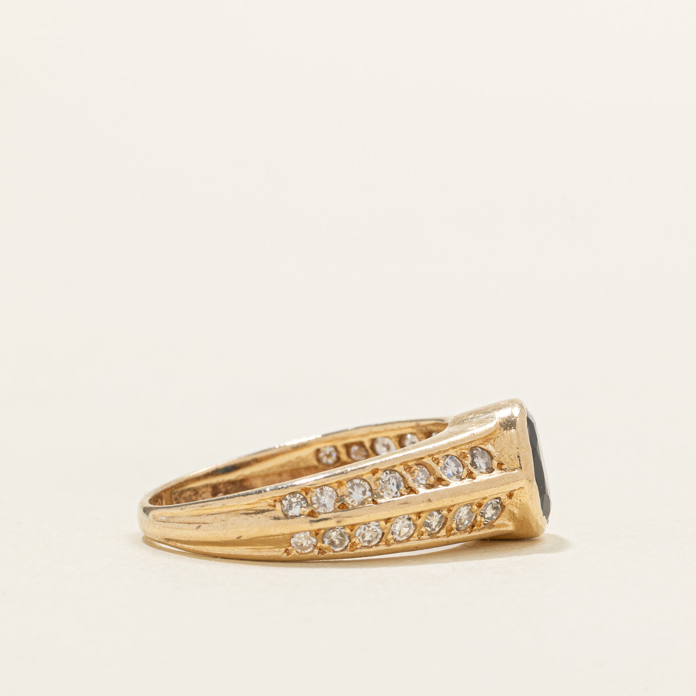 Bezel Set Sapphire & Diamond Accented Ring | SZ 6.5