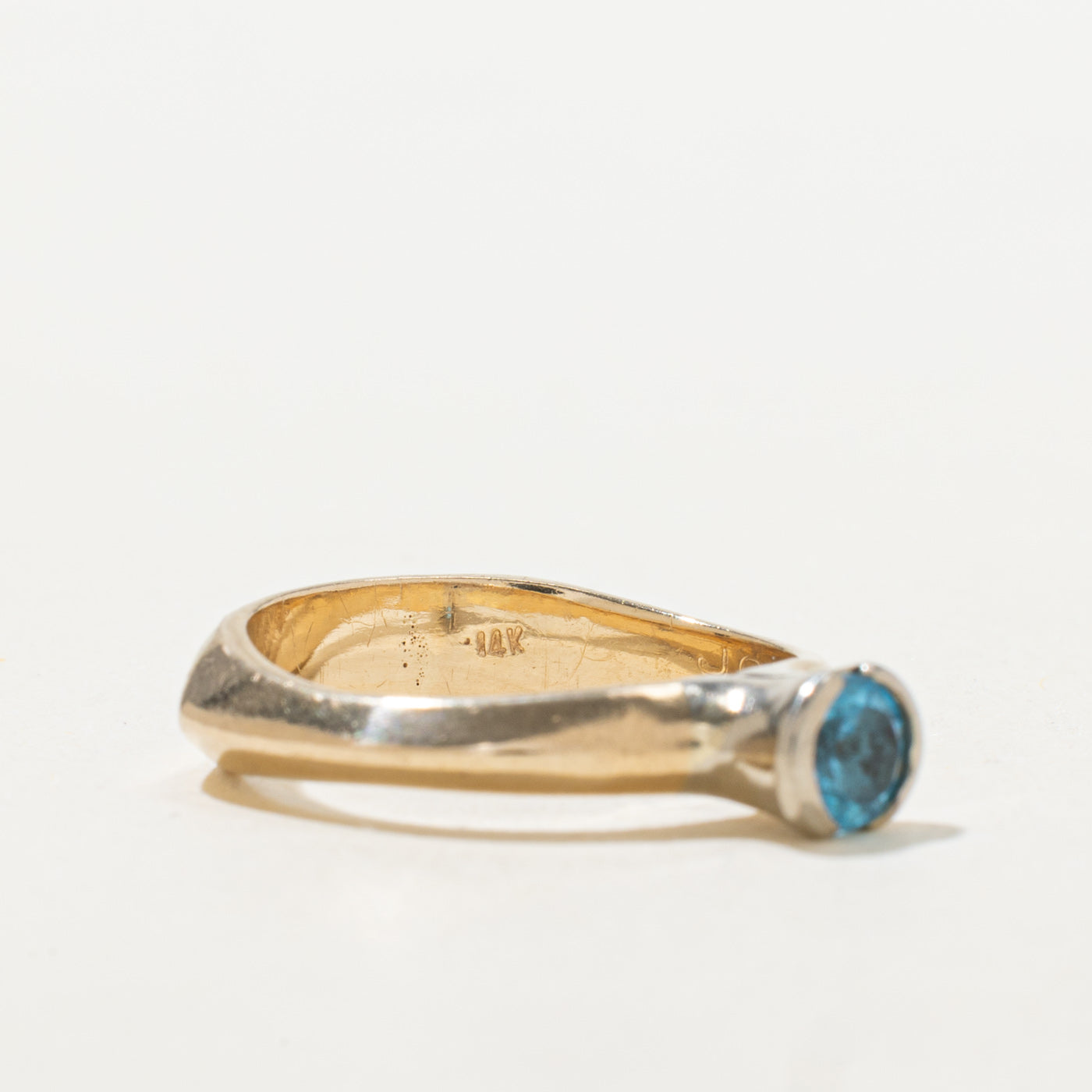 Semi Bezel Set Blue Topaz Euro Shank Ring | 0.55ct | SZ 7.25 |