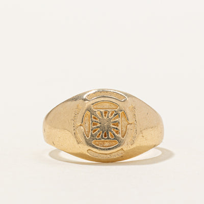 14K Yellow Gold Nautical Helm Signet Ring | SZ 7