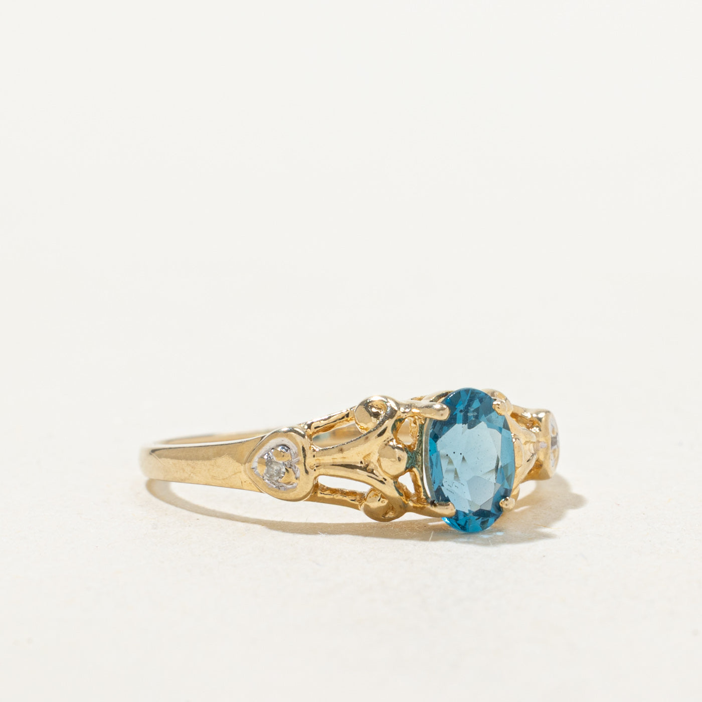 Blue Topaz & Diamond Ornate Ring | 0.54ct, 0.01ctw | SZ 4.75 |