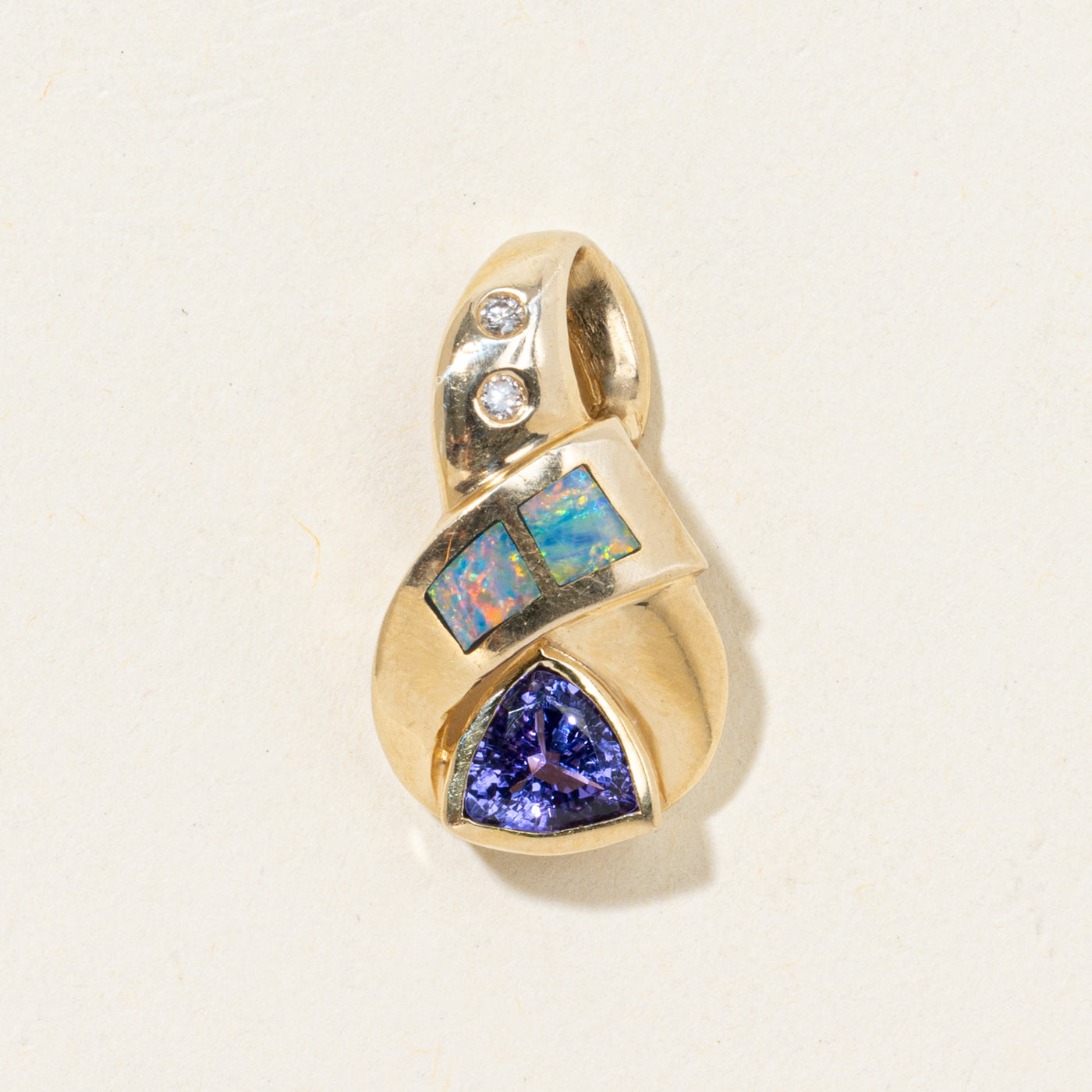 Tanzanite, Opal & Diamond Crossover Pendant | 0.82ctw, 0.02ctw |