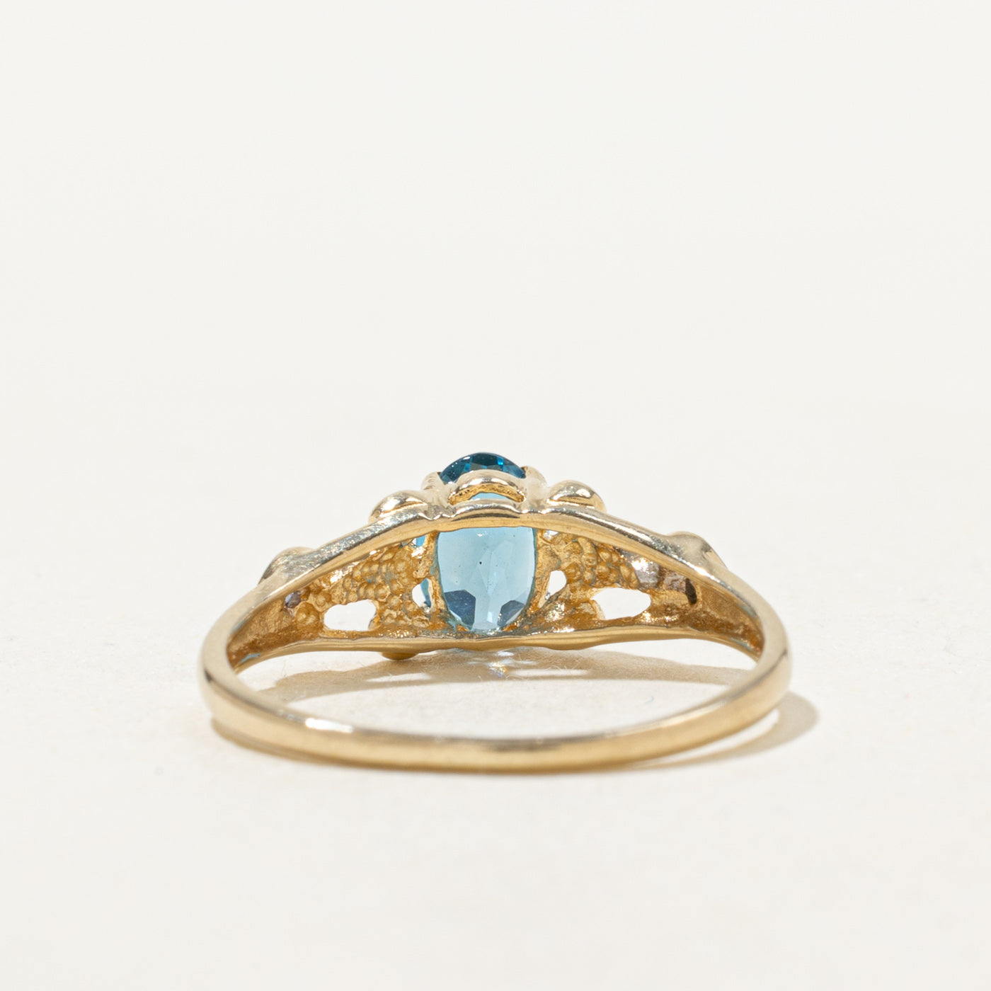 Blue Topaz & Diamond Ornate Ring | 0.54ct, 0.01ctw | SZ 4.75 |