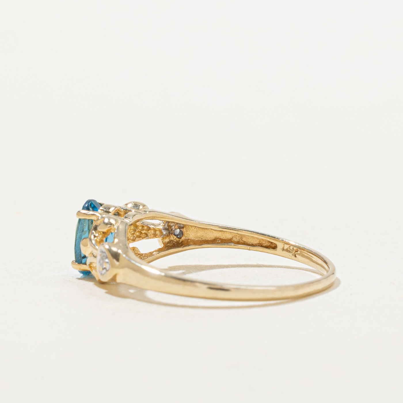 Blue Topaz & Diamond Ornate Ring | 0.54ct, 0.01ctw | SZ 4.75 |