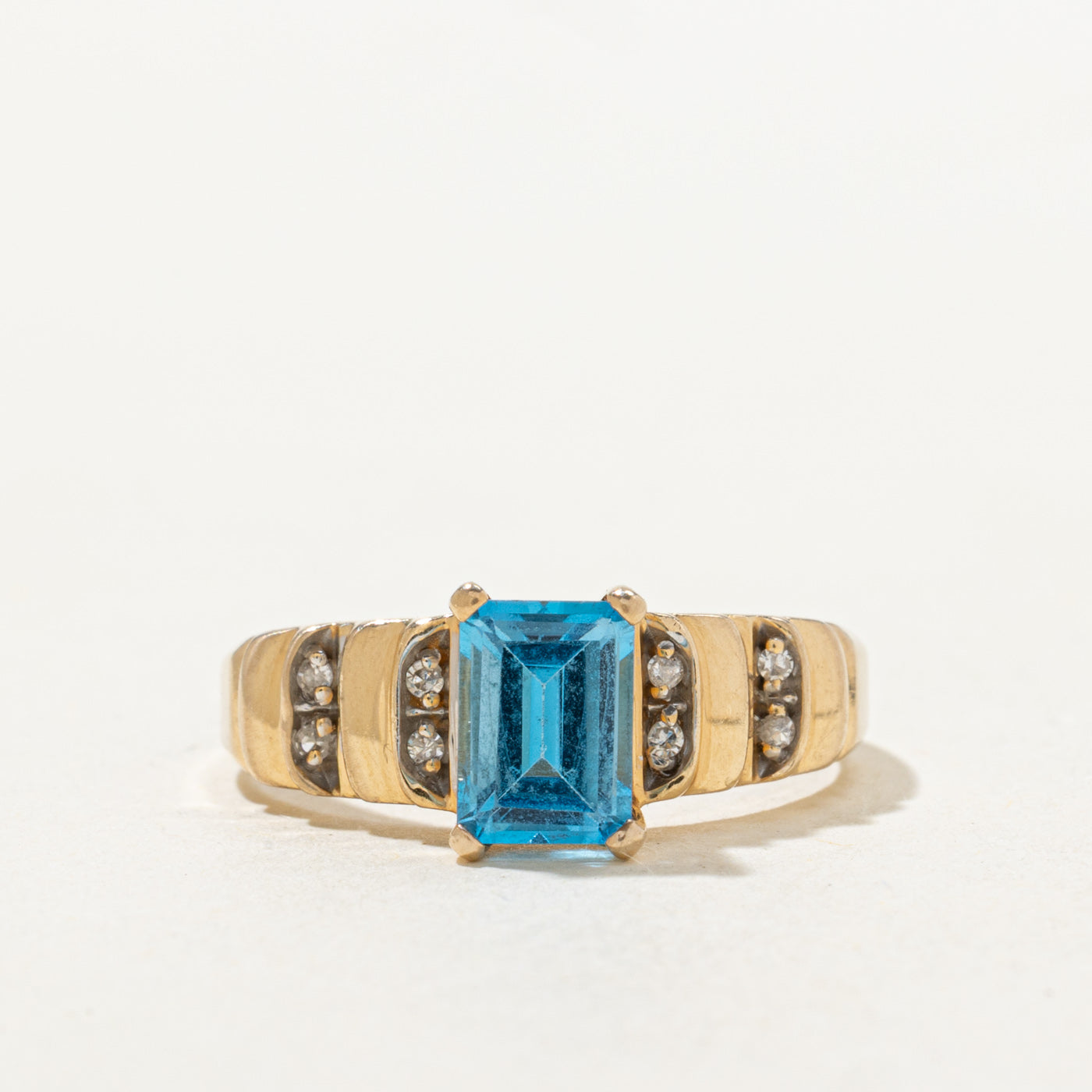 Emerald Cut Topaz & Diamond Ring | 1.15ct, 0.04ctw | SZ 6.75 |