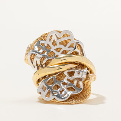 14k Two Tone Gold Abstract Design Cocktail Ring | SZ 8