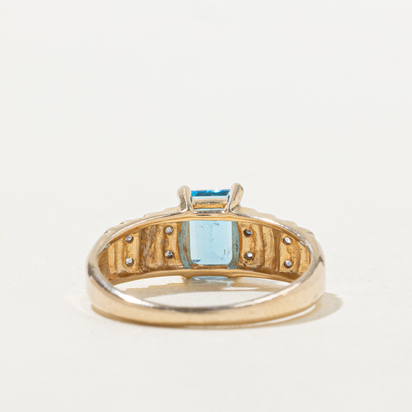 Emerald Cut Topaz & Diamond Ring | 1.15ct, 0.04ctw | SZ 6.75 |